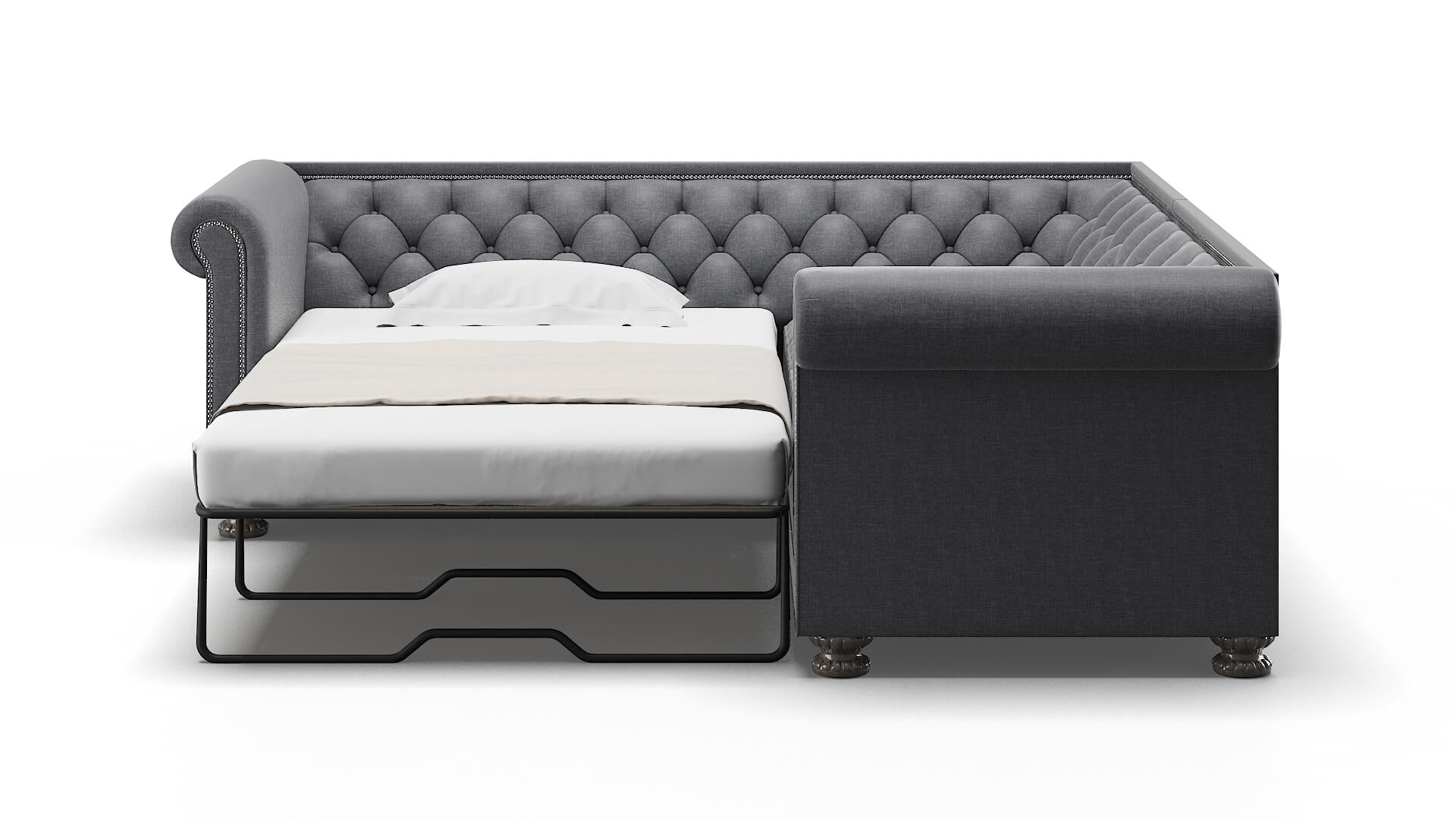 Athens Notion Graphite Sectional Sleeper Espresso legs 1