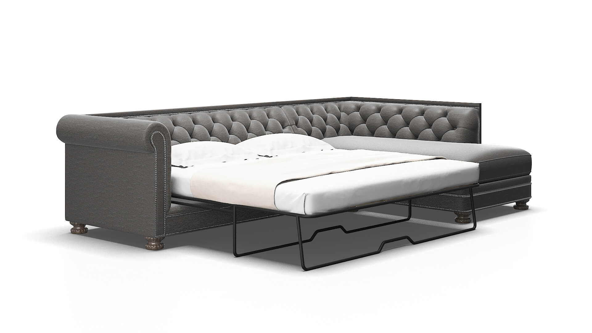 Athens Oscar Grey Panel Sleeper Espresso legs 2
