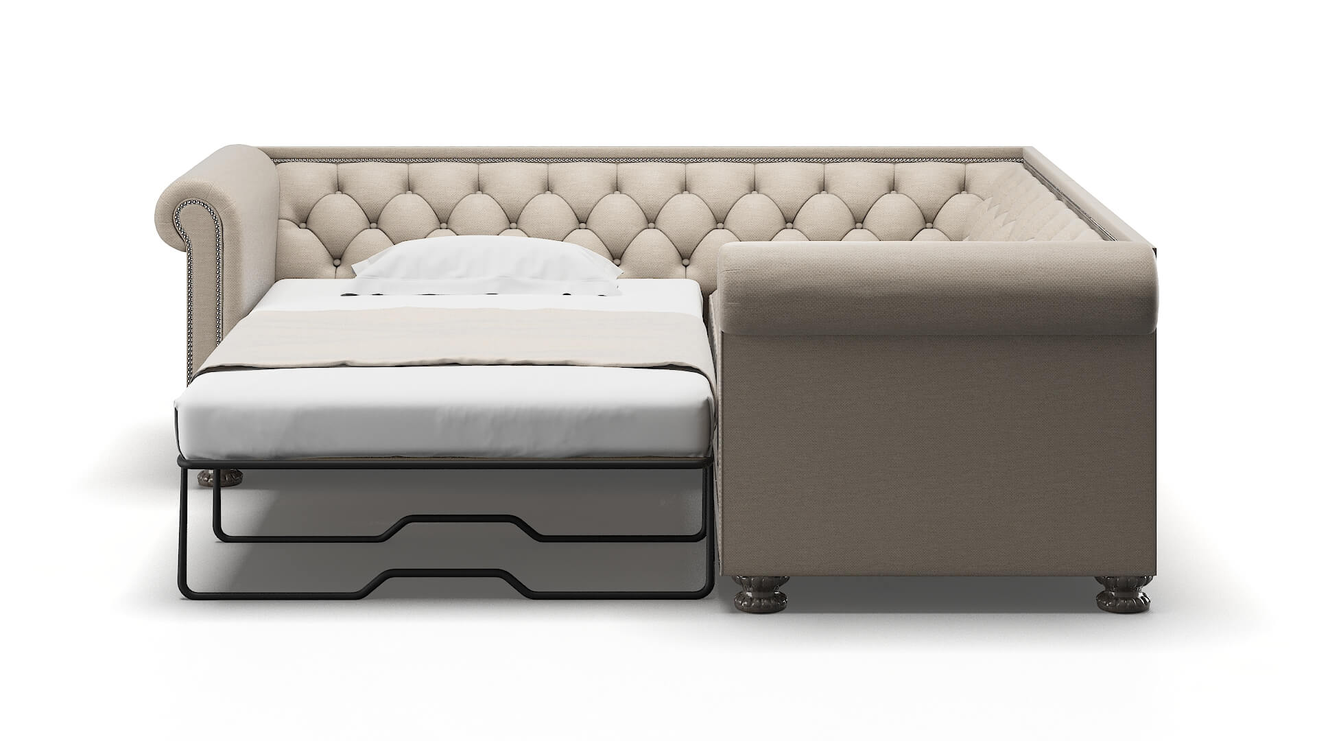 Athens Oscar Linen Sectional Sleeper Espresso legs 1