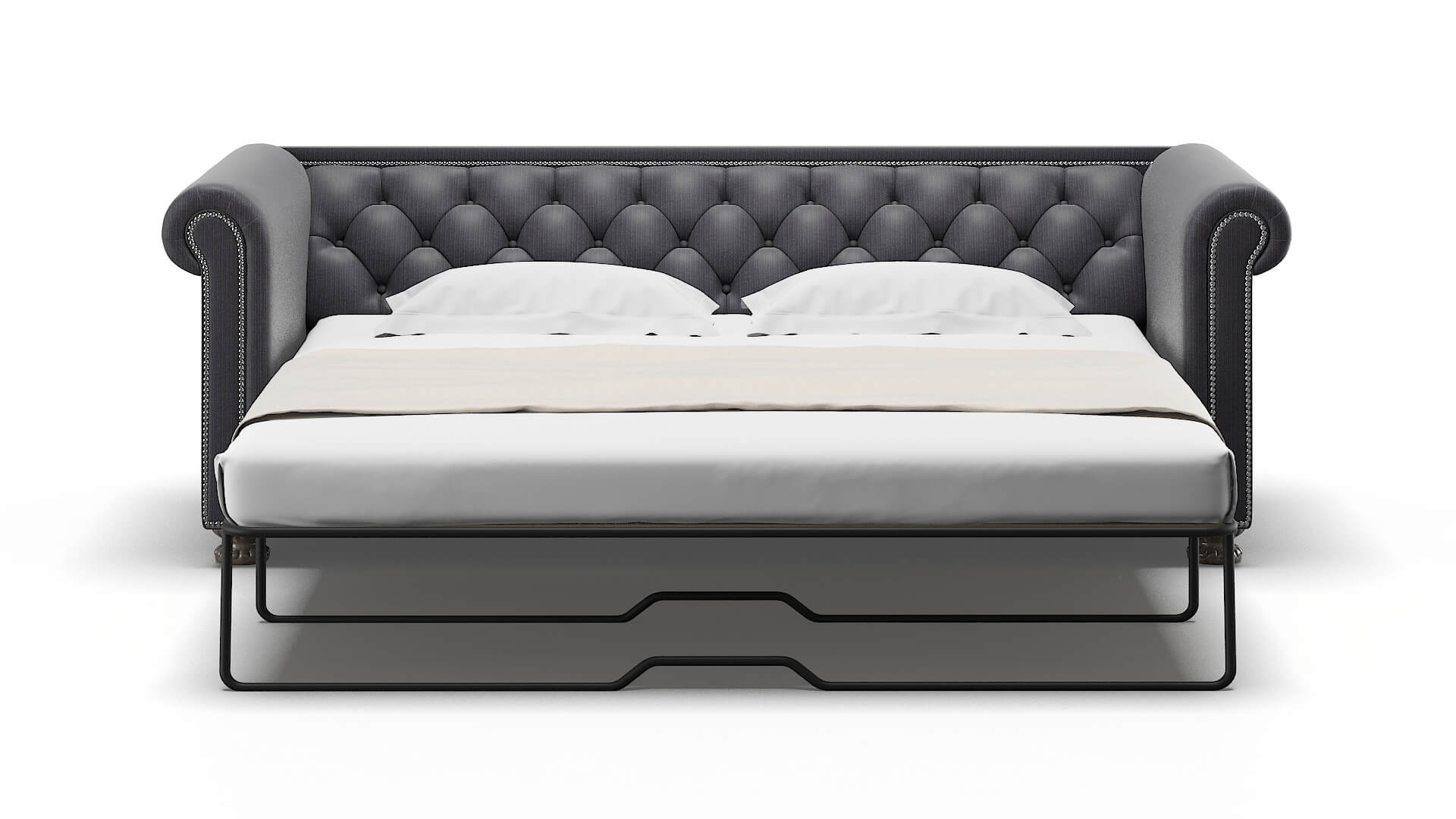 Athens Parker Charcoal Sofa Sleeper Espresso legs 1