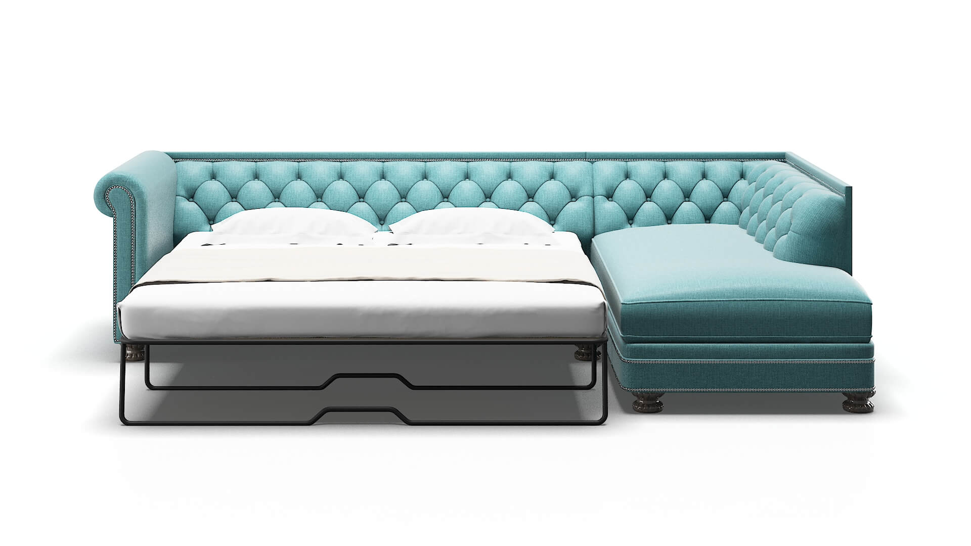 Athens Parker Turquoise Panel Sleeper Espresso legs 1