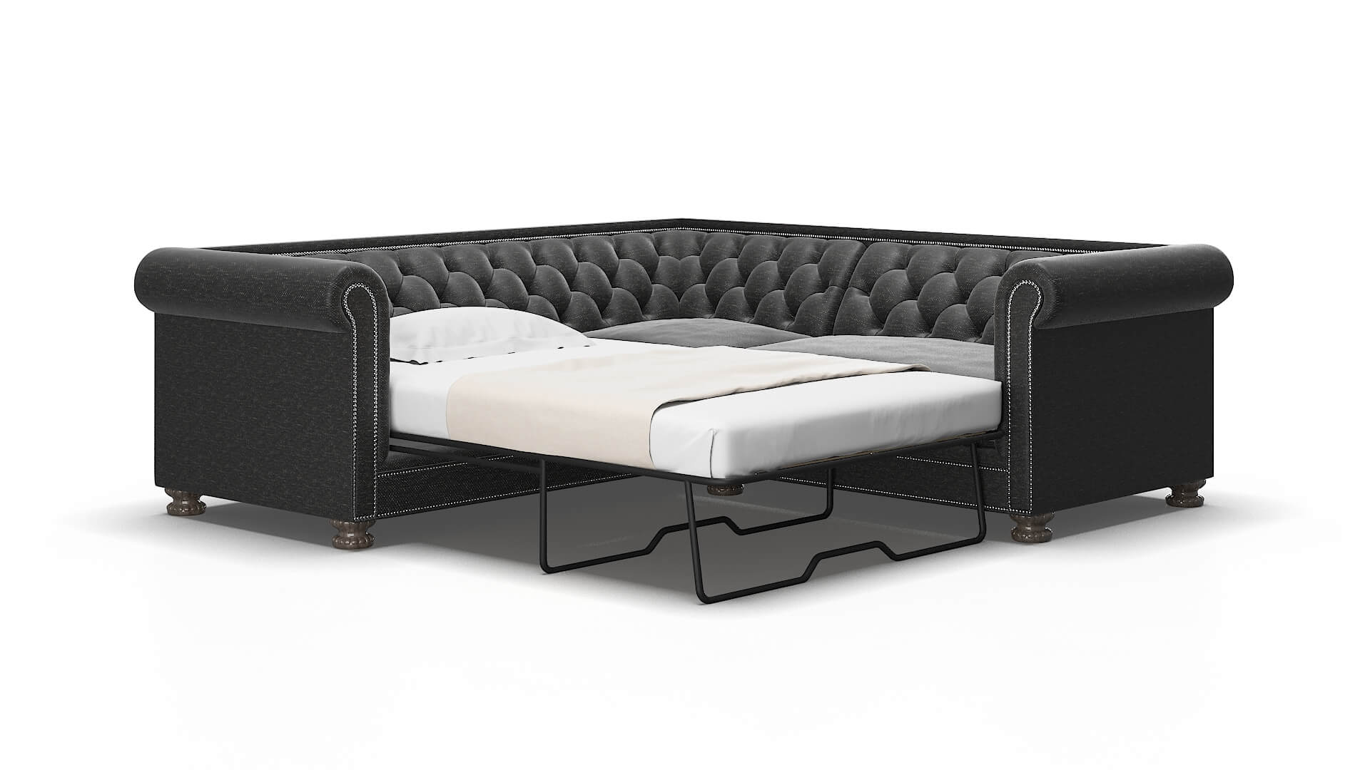 Athens Phoenix Charcoal Sectional Sleeper espresso legs 2