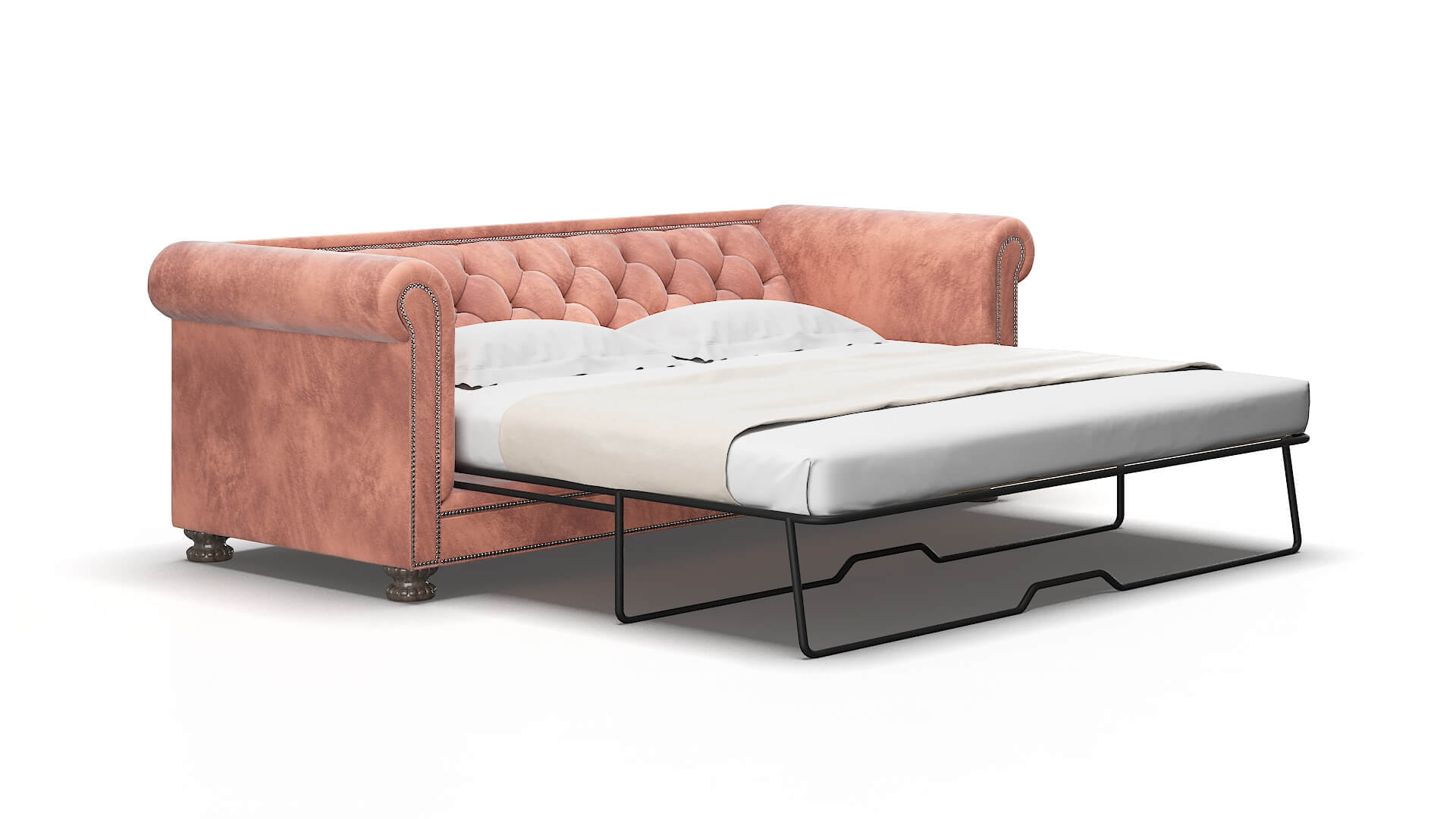 Athens Royale Blush Sofa Sleeper Espresso legs 2