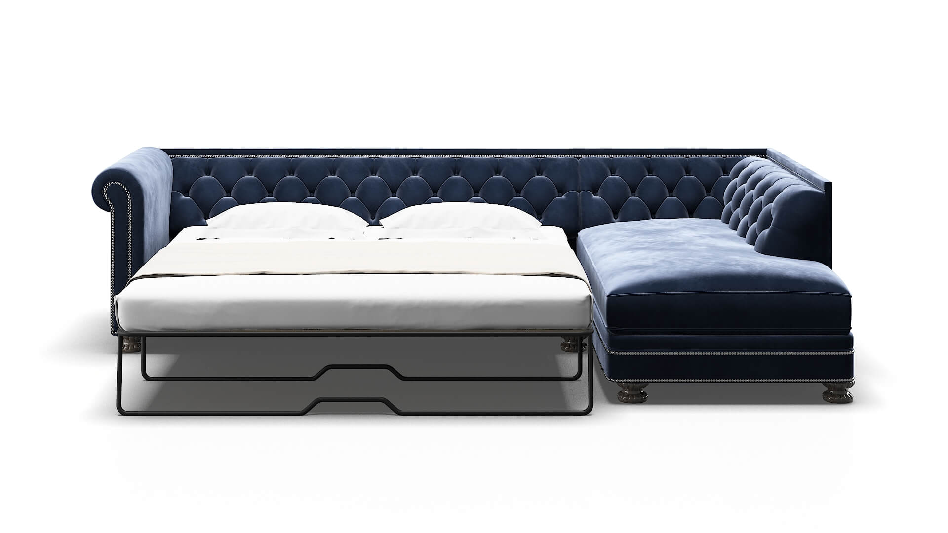 Athens Royale Cobalt Panel Sleeper Espresso legs 1