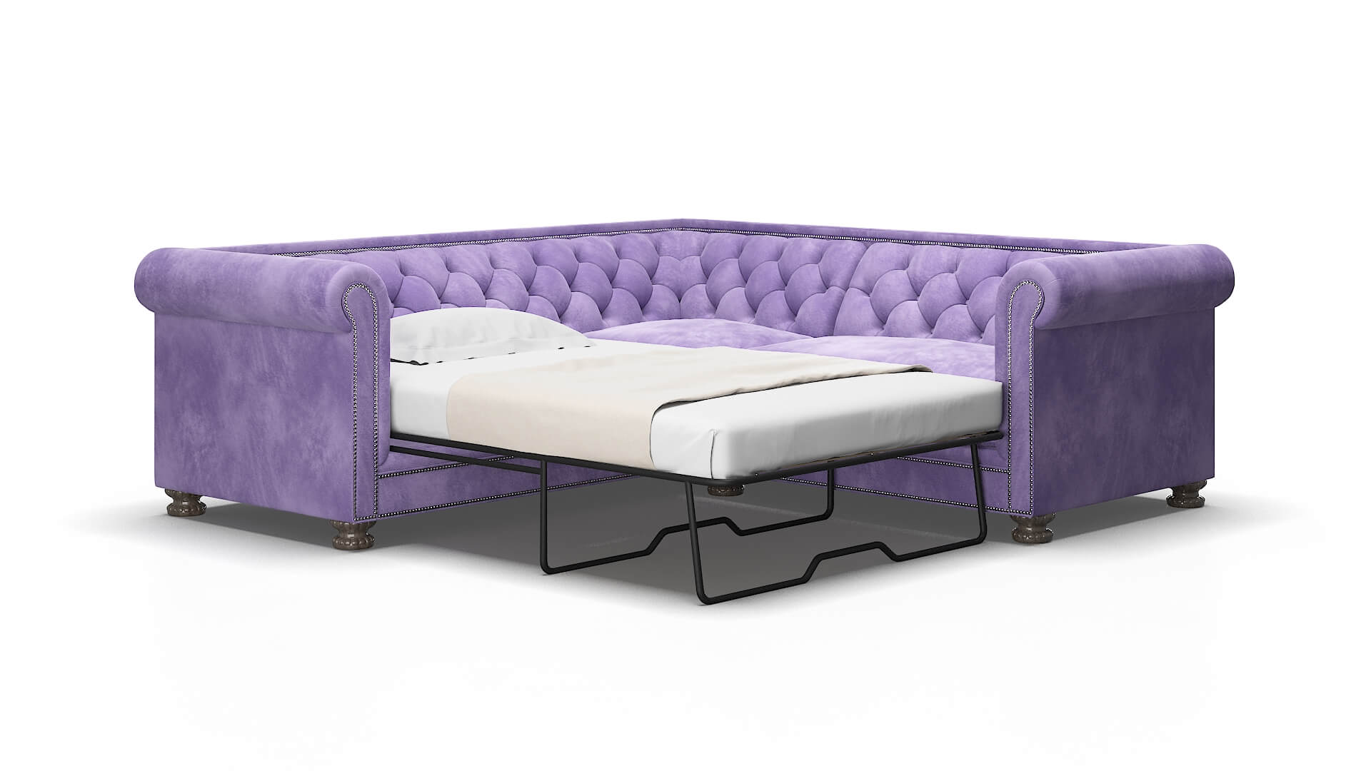 Athens Royale lavender Sectional sleeper Espresso Legs  2