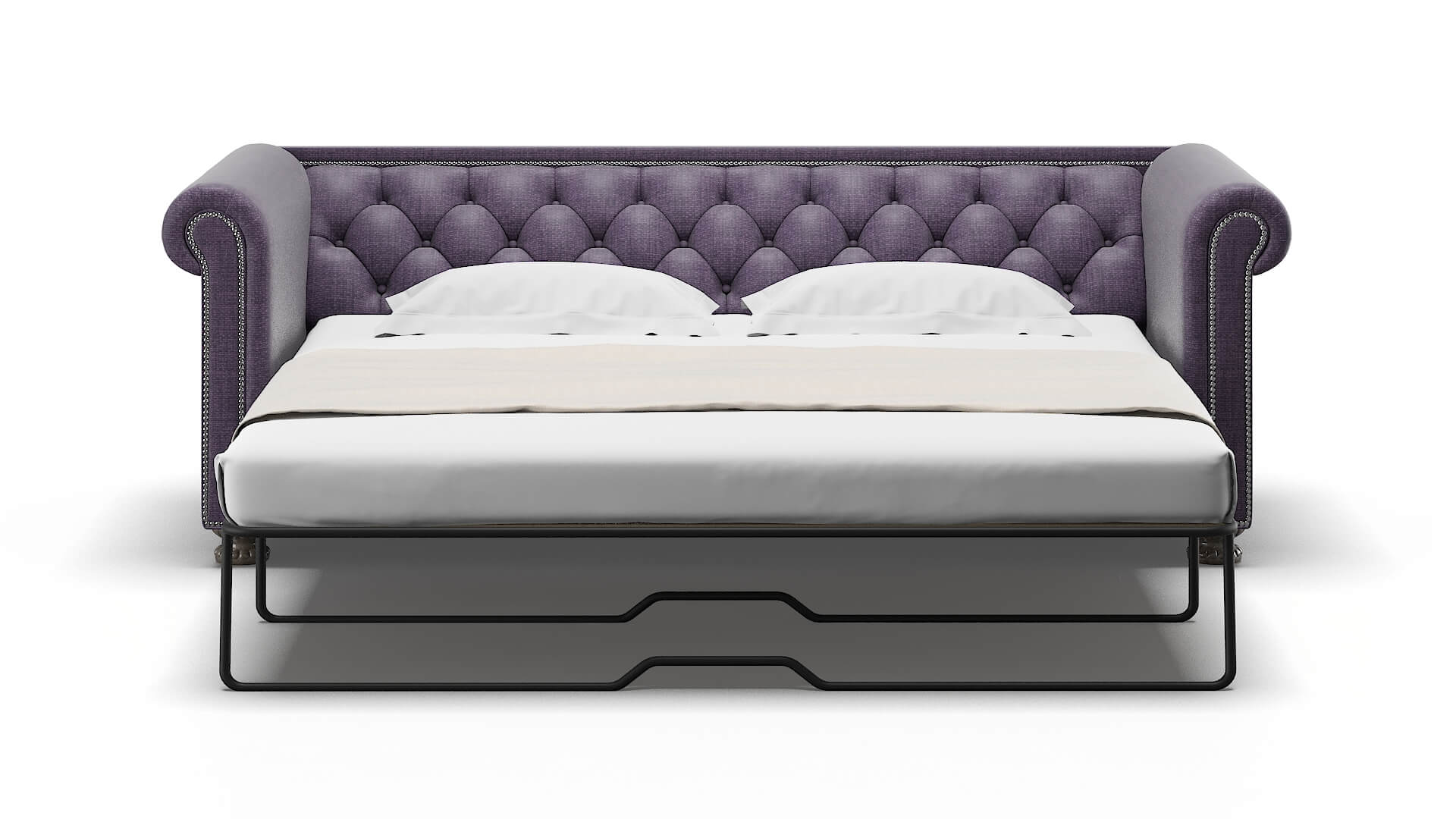 Athens Tess Blackberry Sofa Sleeper Espresso legs 1