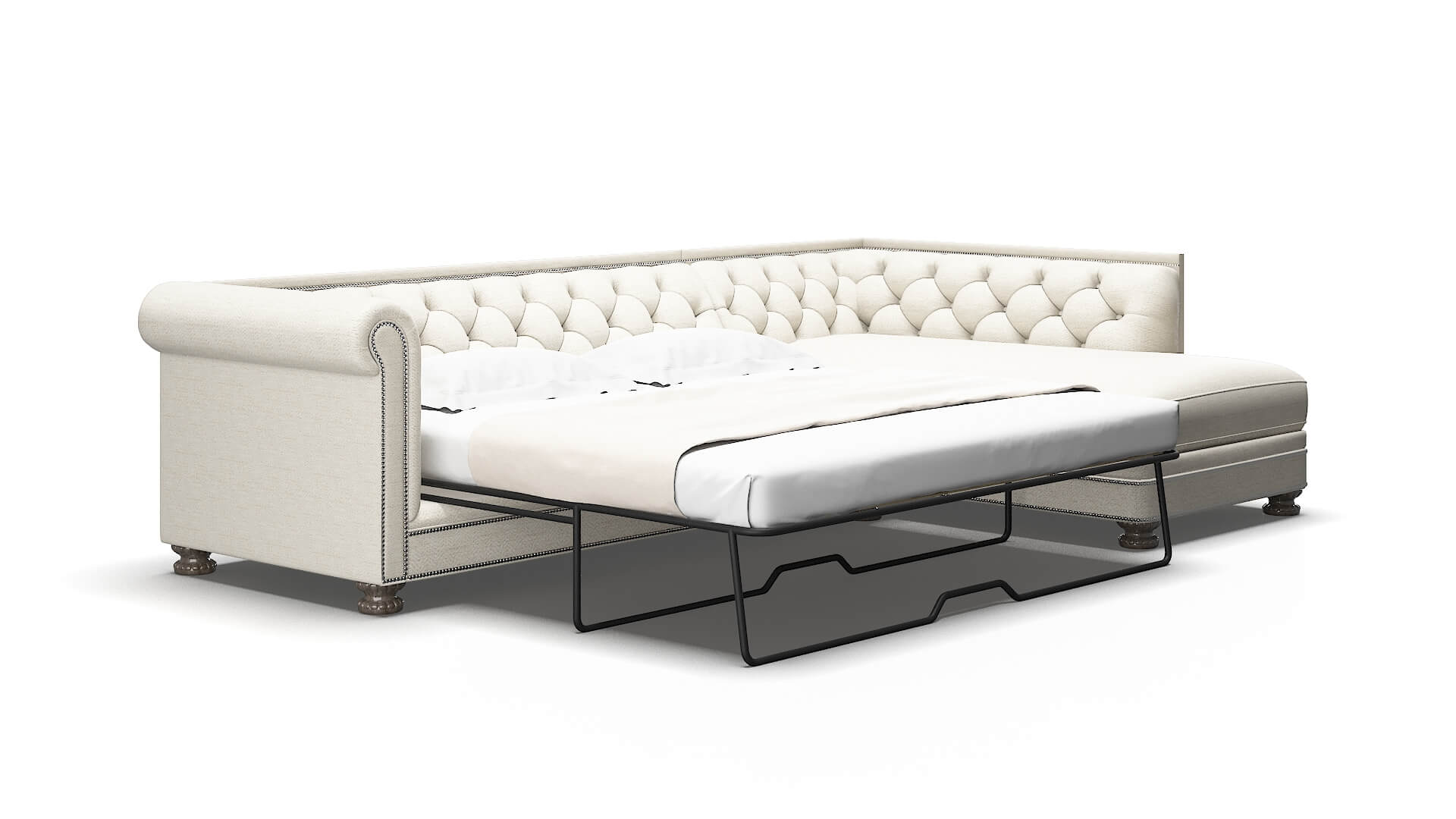 Athens Venus cream Panel sleeper Espresso Legs  2