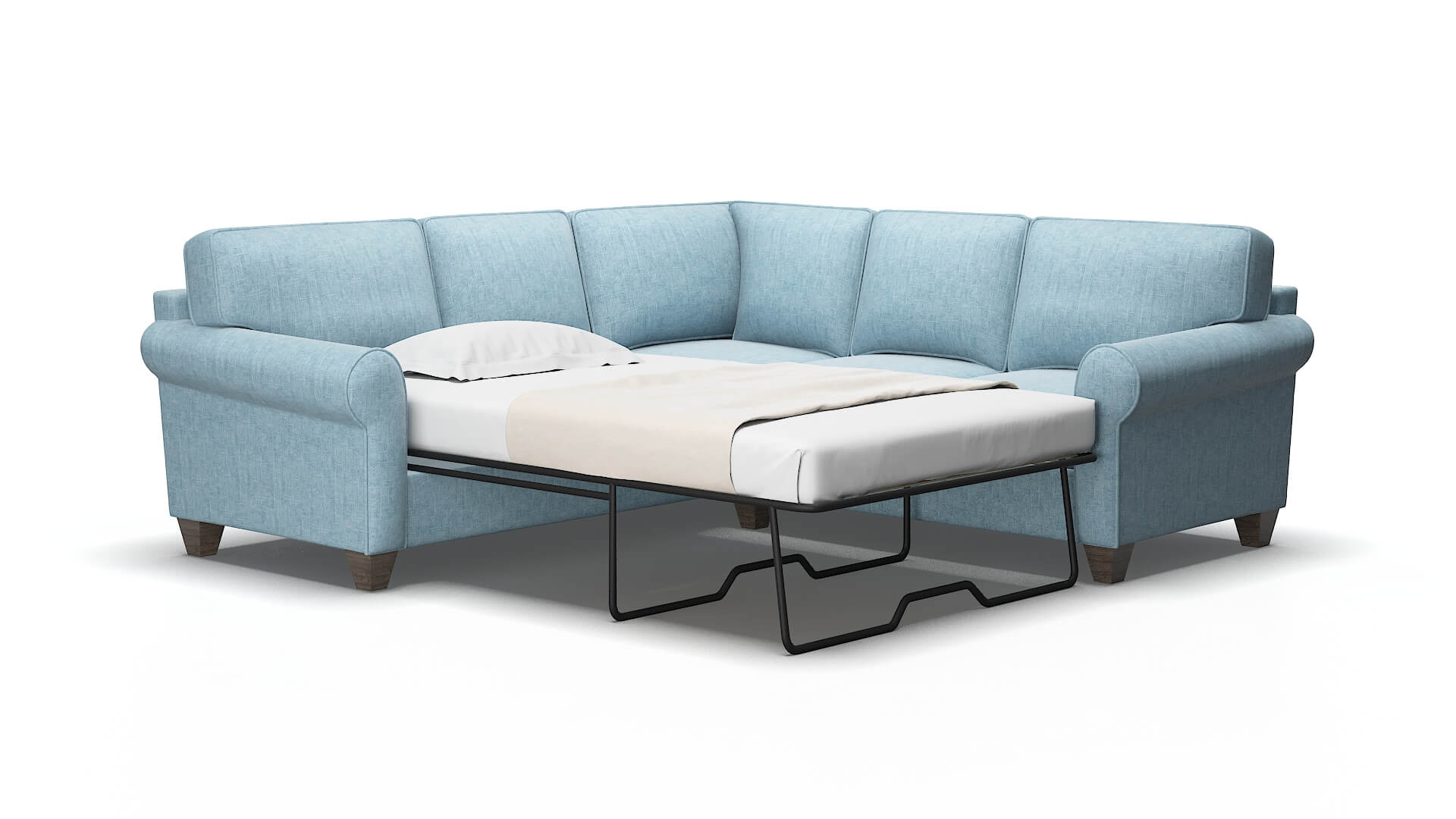 Augusta Atlas turquoise Sectional sleeper Espresso Legs  2