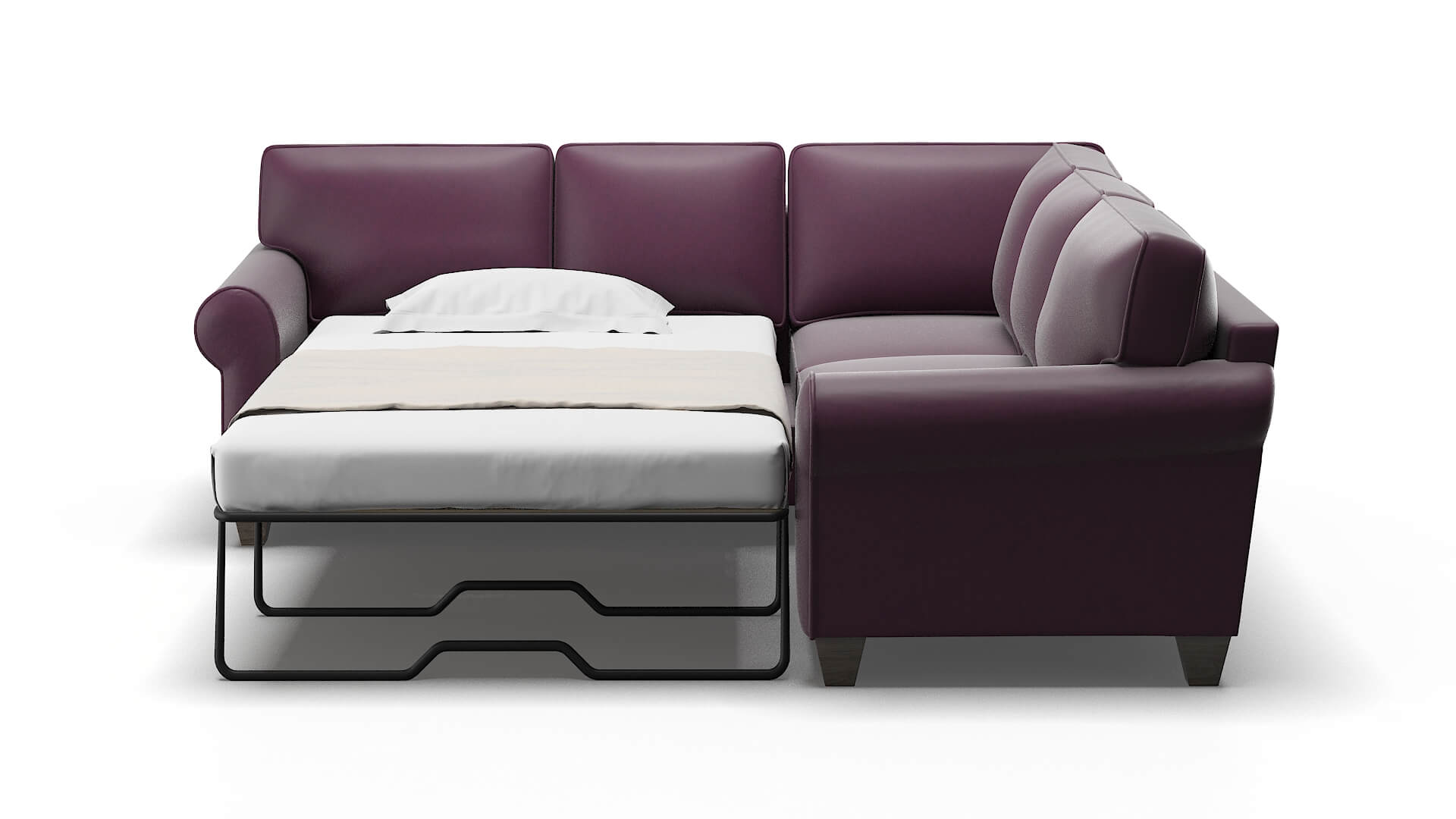 Augusta Bella Aubergine Sectional Sleeper Espresso legs 1