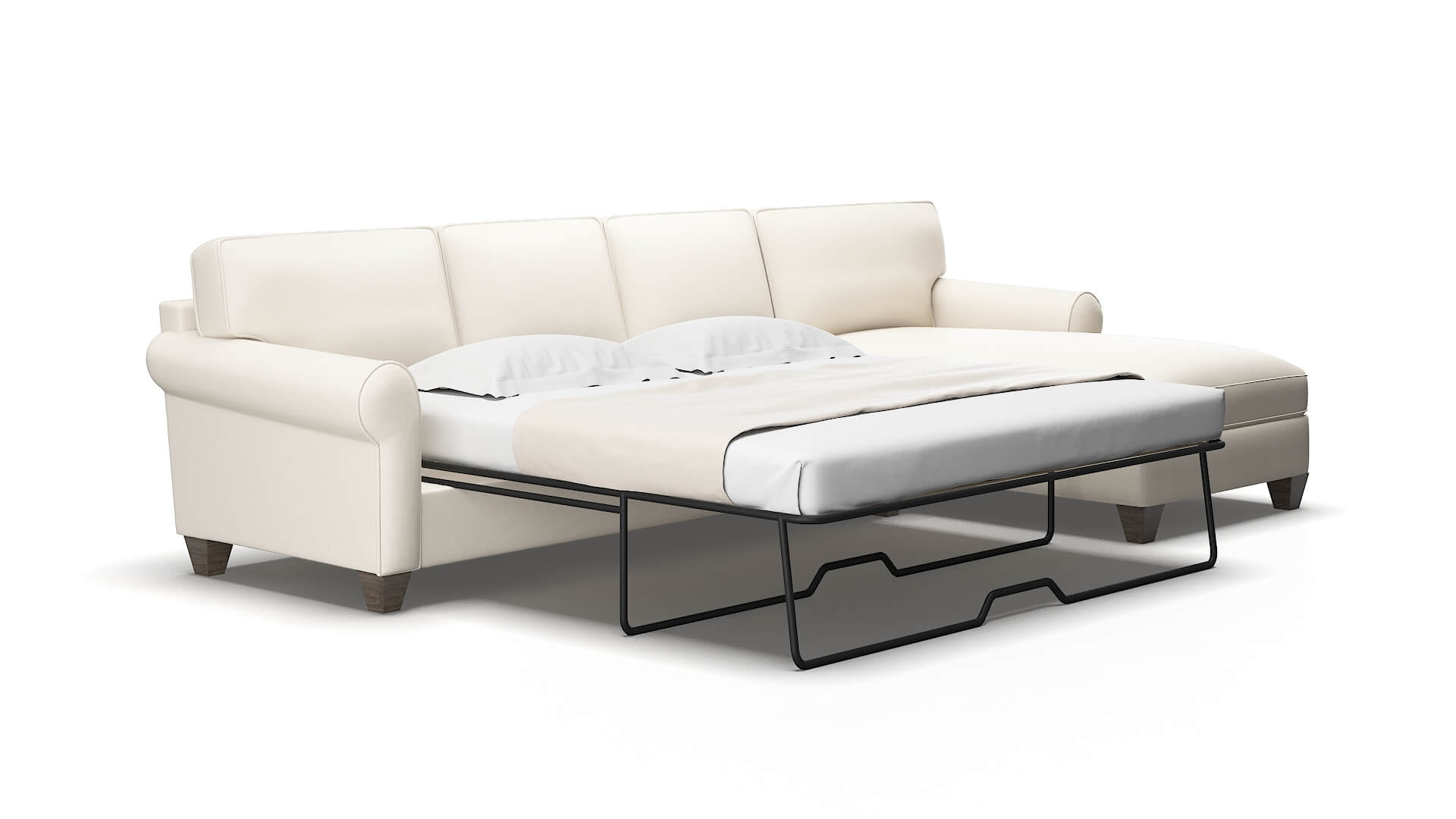Augusta Blanche milky Panel sleeper Espresso Legs  2