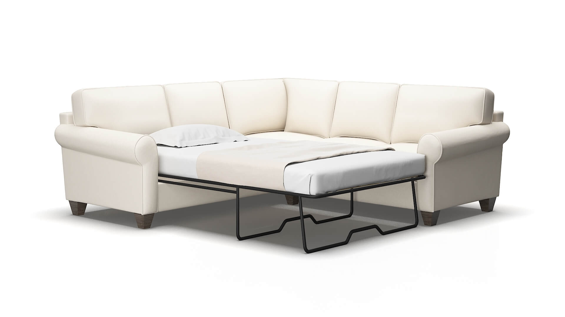Augusta Blanche milky Sectional sleeper Espresso Legs  2