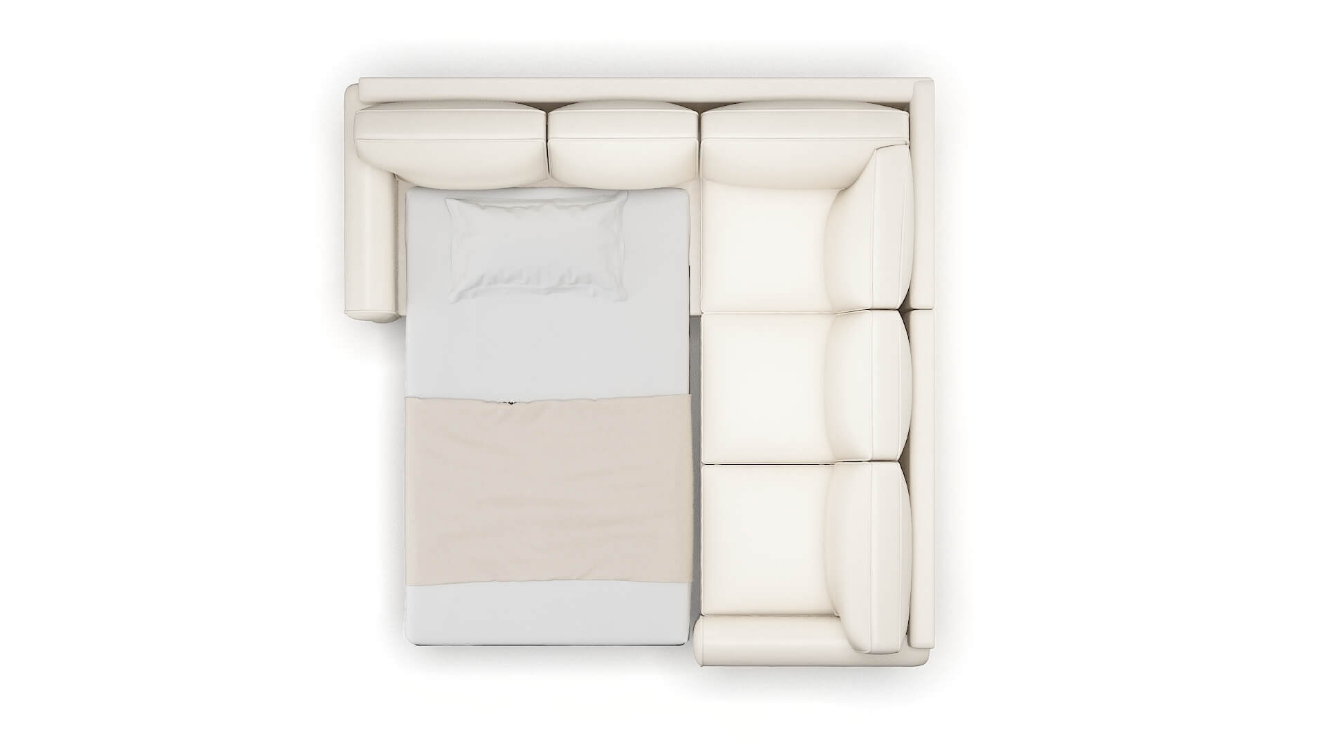 Augusta Blanche Milky Sectional Sleeper Espresso legs 3