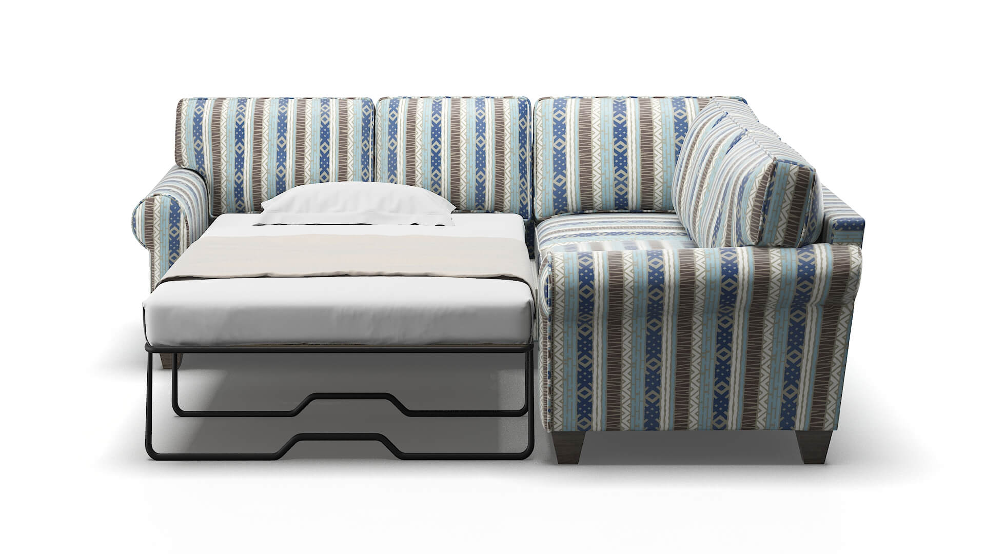 Augusta Bodhi Indigo Sectional Sleeper Espresso legs 1