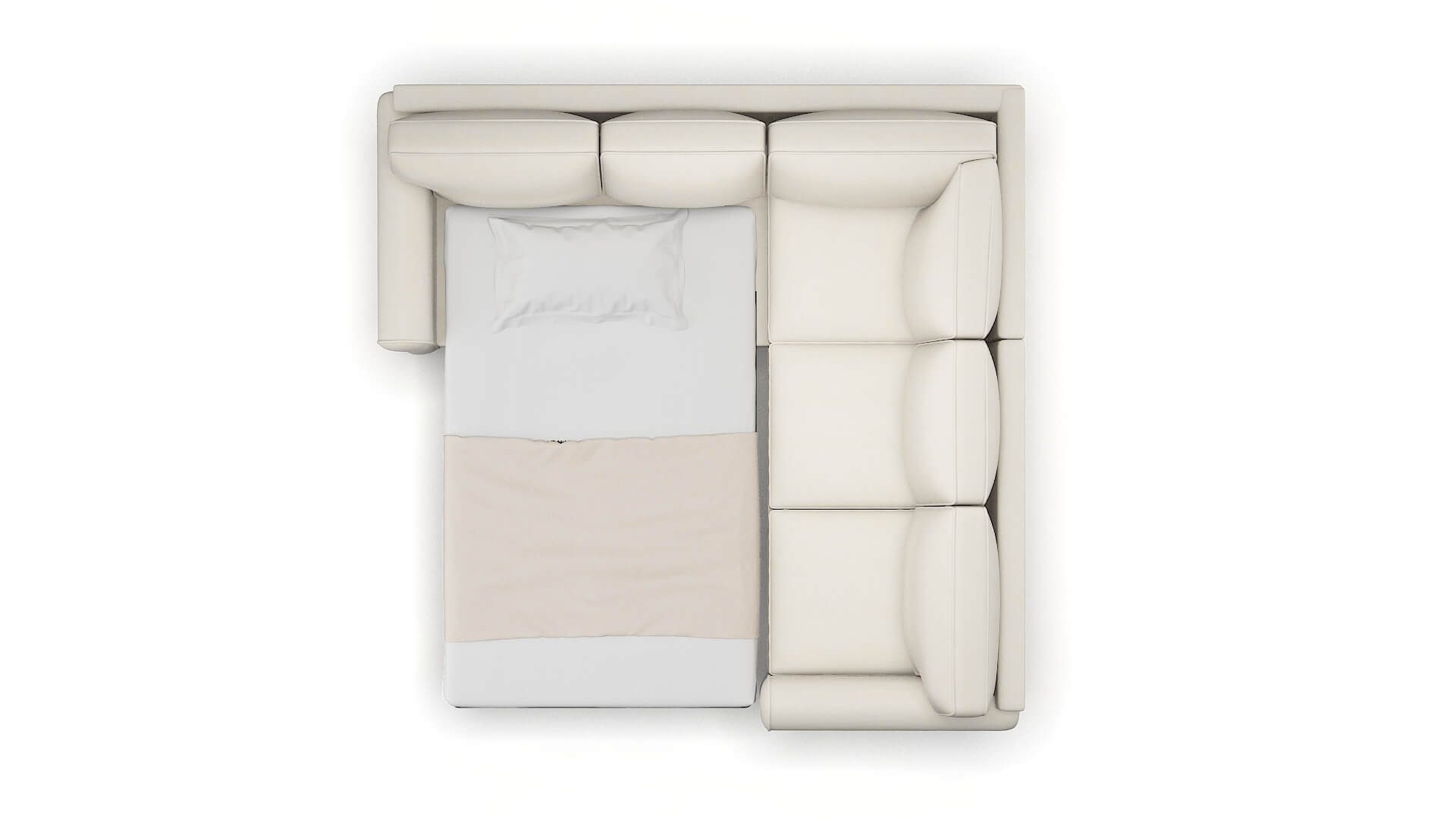 Augusta Bungalow Ivory Sectional Sleeper Espresso legs 3