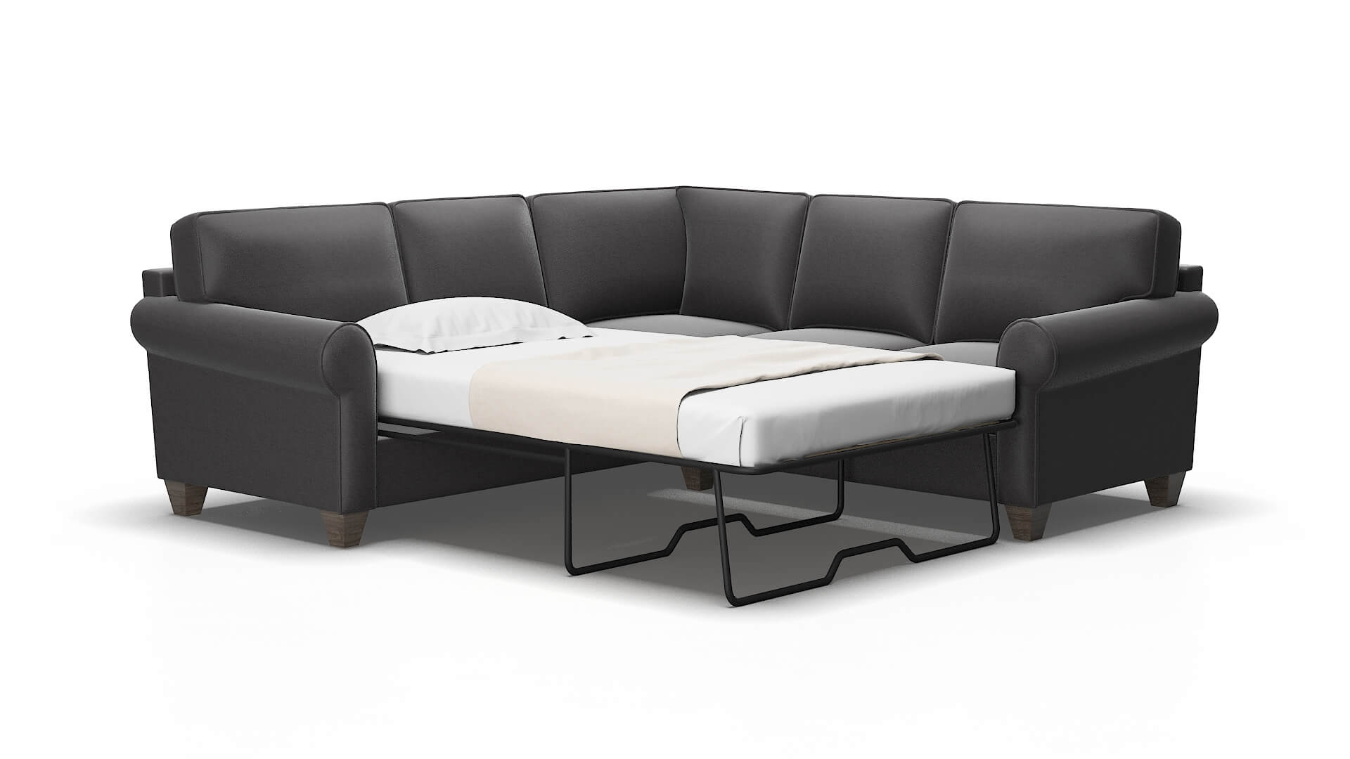 Augusta Catalina charcoal Sectional sleeper Espresso Legs  2