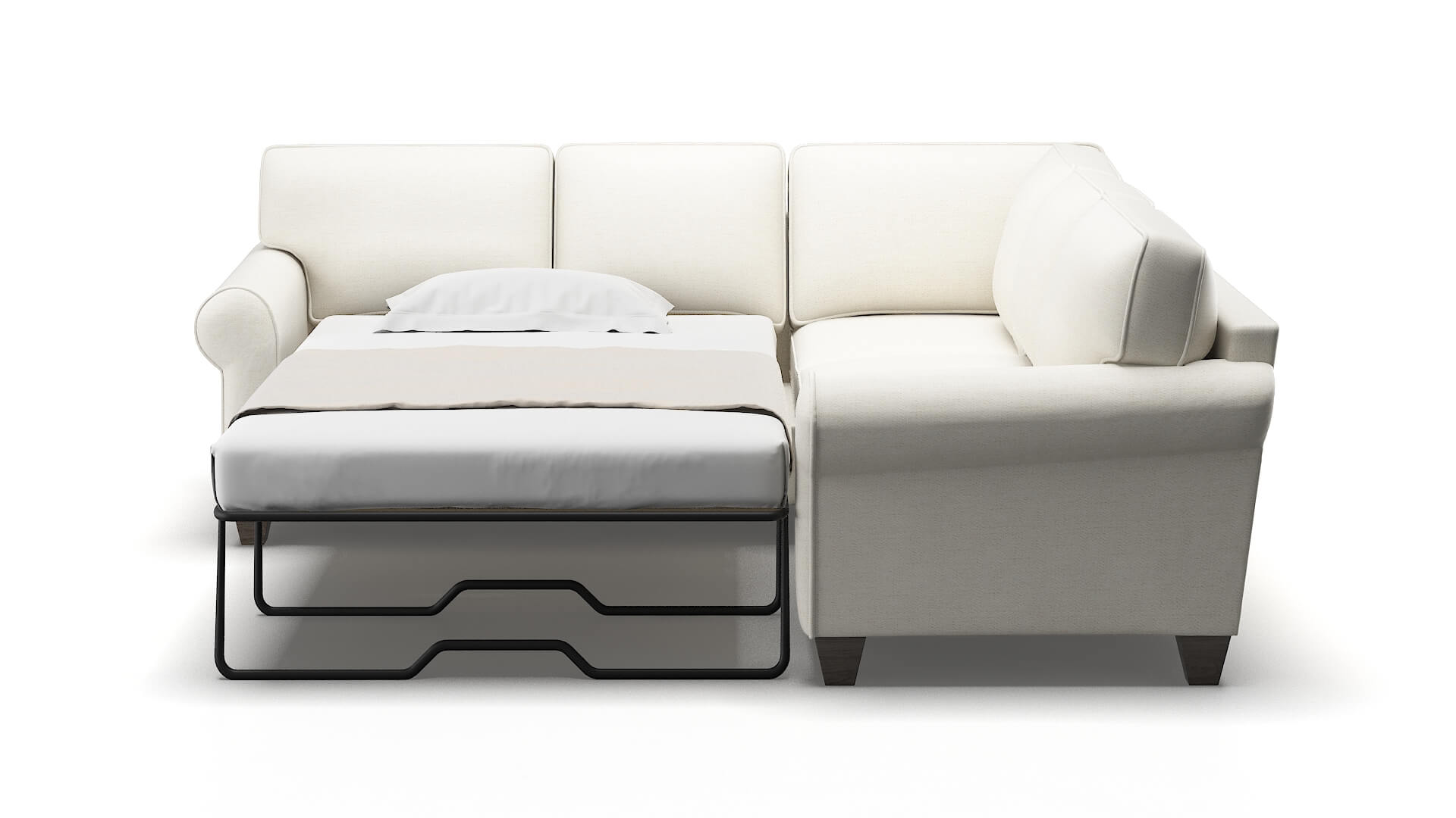 Augusta Catalina Ivory Sectional Sleeper Espresso legs 1