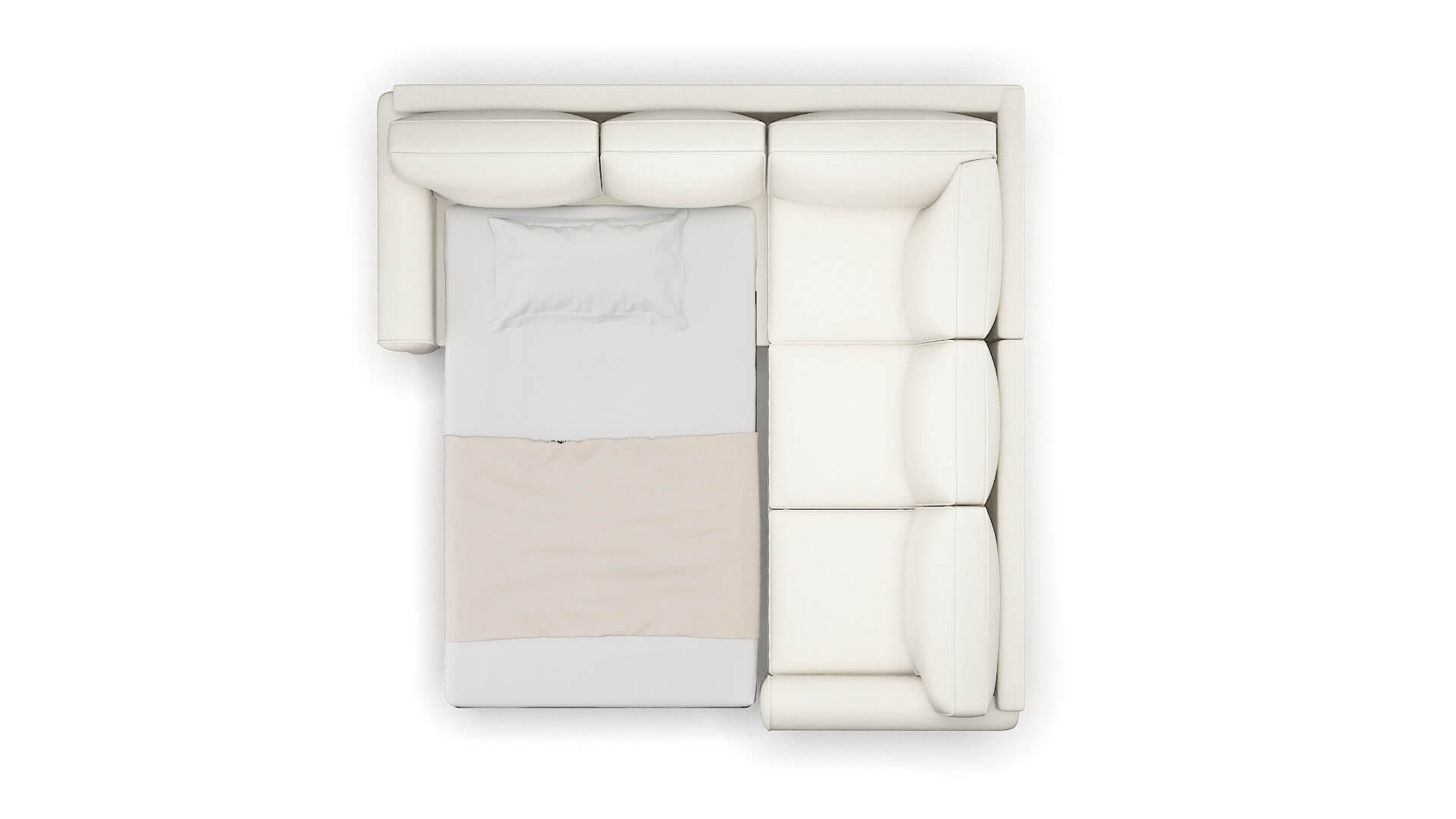 Augusta Catalina Ivory Sectional Sleeper Espresso legs 3