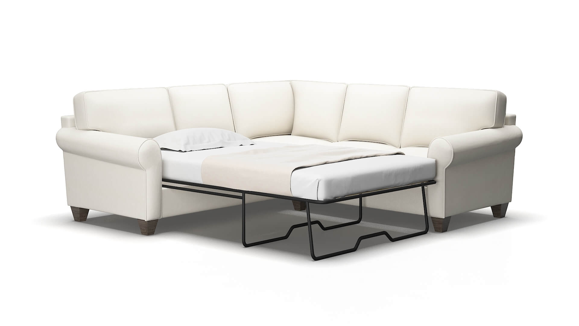 Augusta Chance bone Sectional sleeper Espresso Legs  2