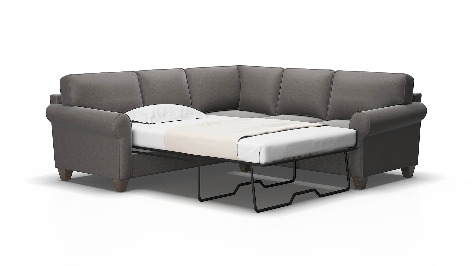 Augusta Cosmo charcoal Sectional sleeper Espresso Legs  2