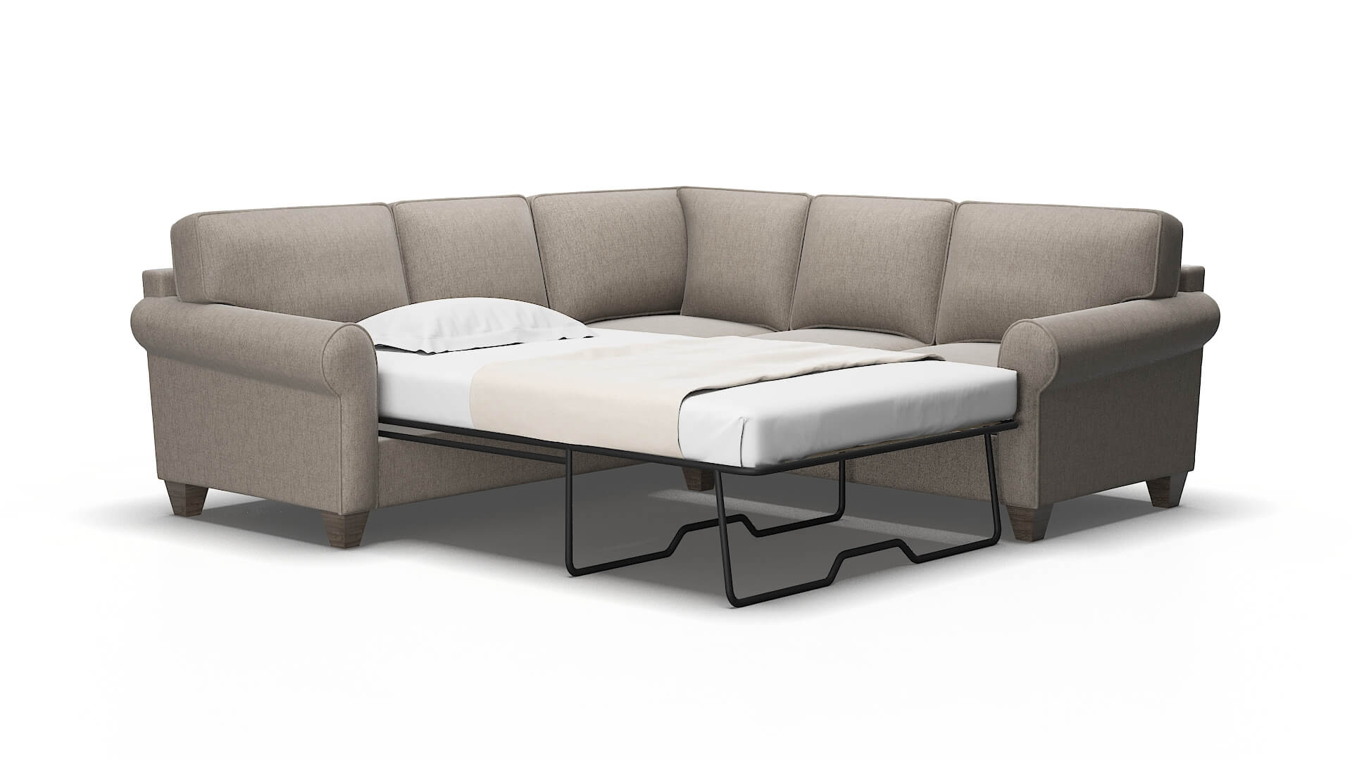 Augusta Cosmo Taupe Sectional Sleeper Espresso legs 2
