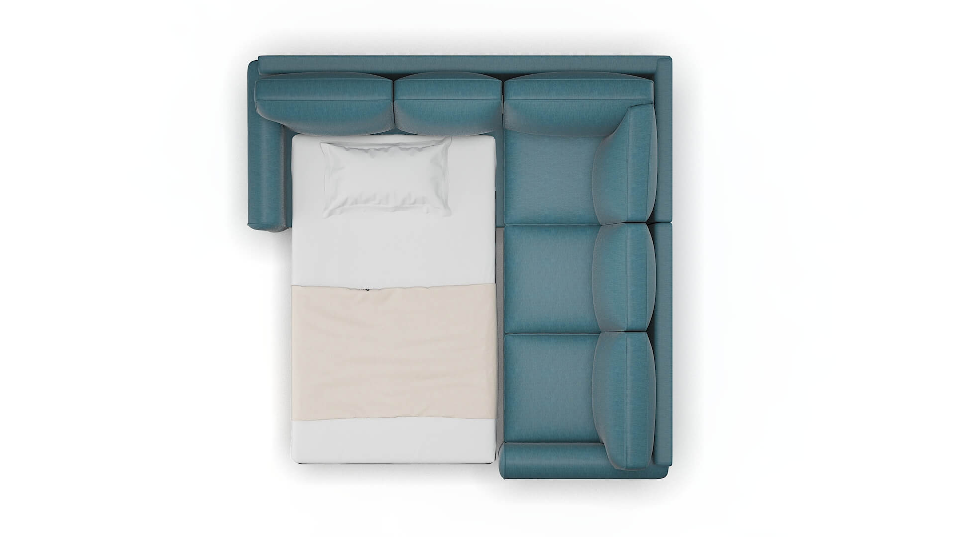 Augusta Cosmo Teal Sectional Sleeper Espresso legs 3