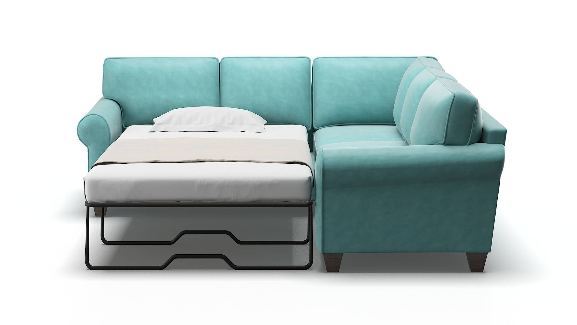 Augusta Curious Turquoise Sectional Sleeper Espresso legs 1