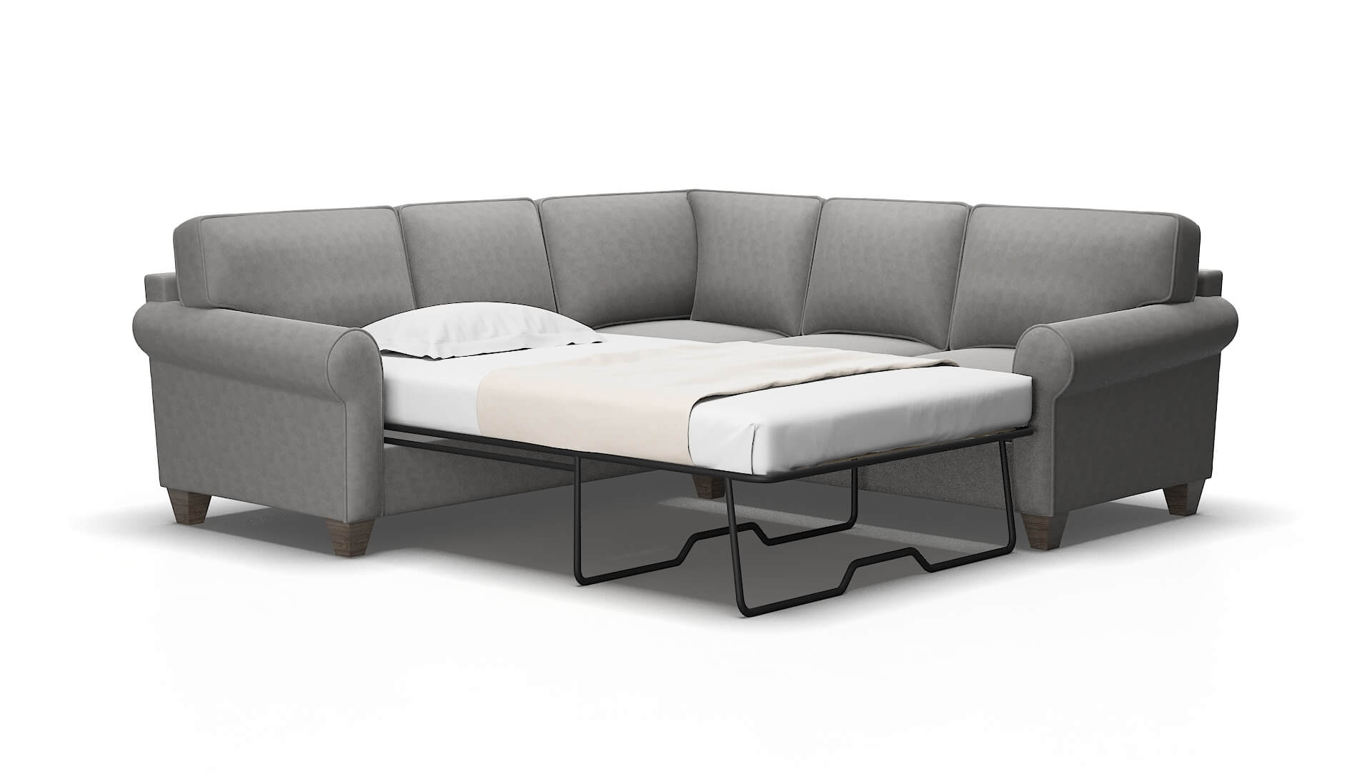 Augusta Dream_d charcoal Sectional sleeper Espresso Legs  2
