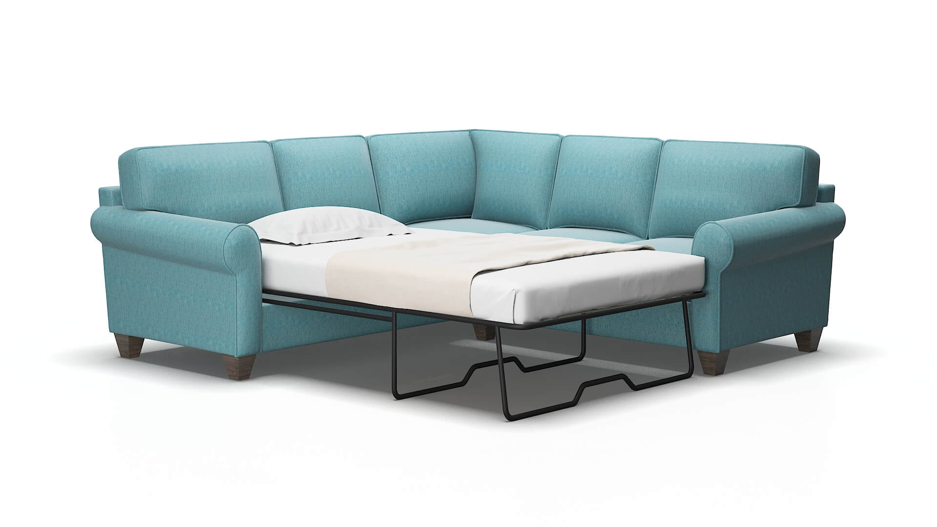 Augusta Dream_d peacock Sectional sleeper Espresso Legs  2