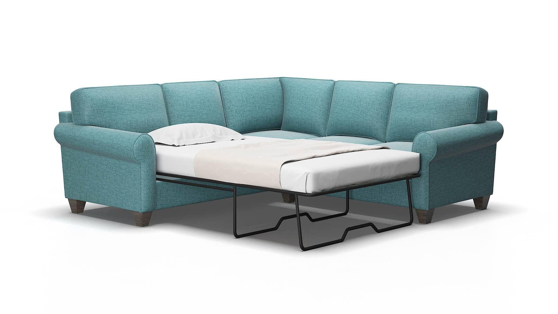Augusta Elliot Teal Sectional Sleeper Espresso legs 2