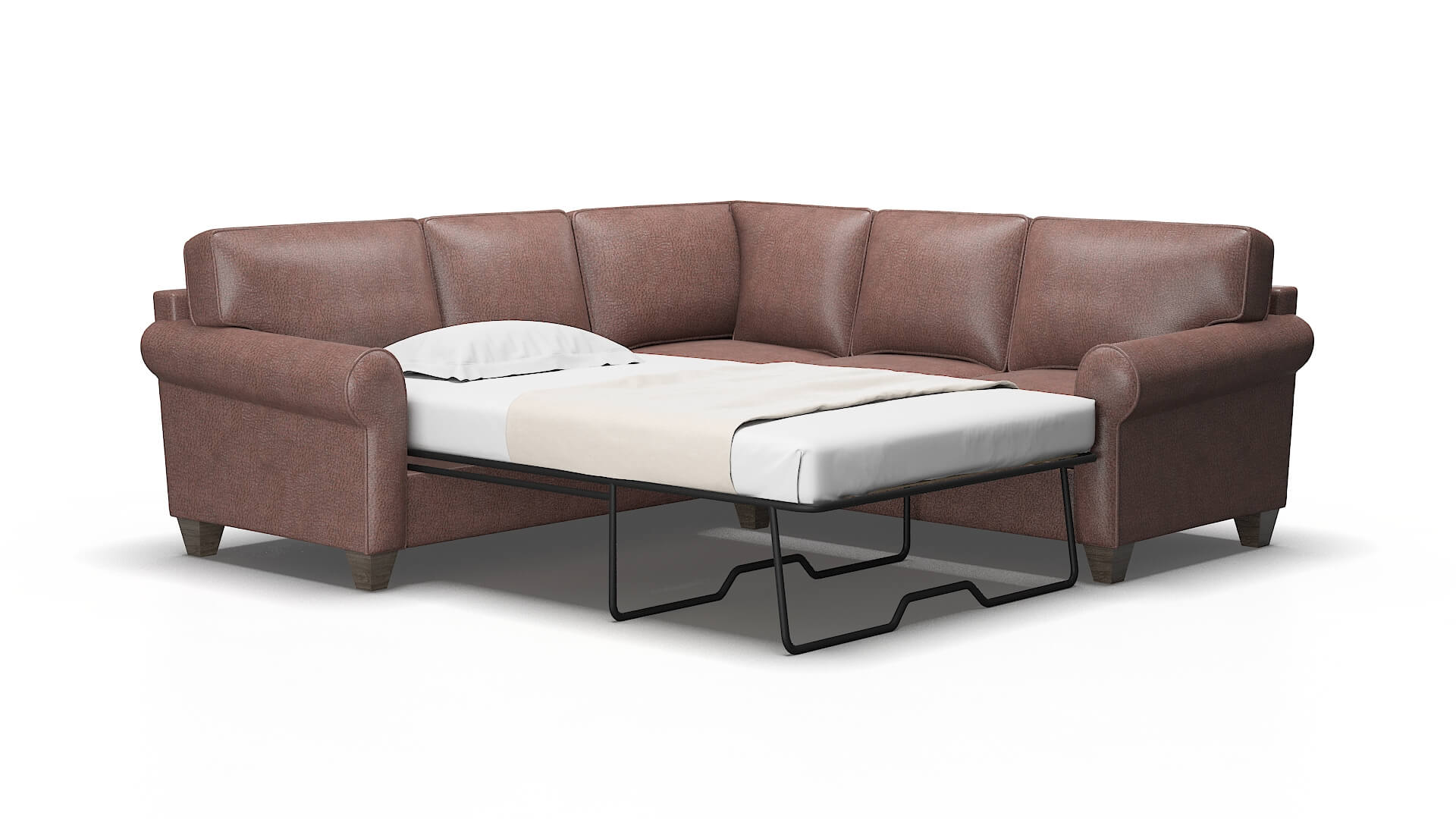 Augusta Ford Brown Sectional Sleeper Espresso legs 2