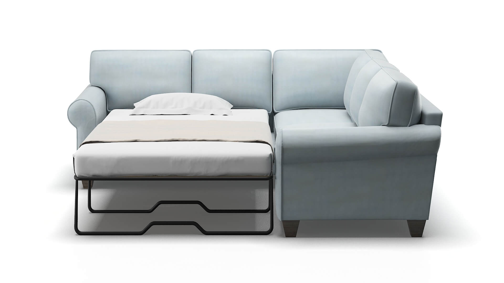 Augusta Hathaway Aqua Sectional Sleeper Espresso legs 1