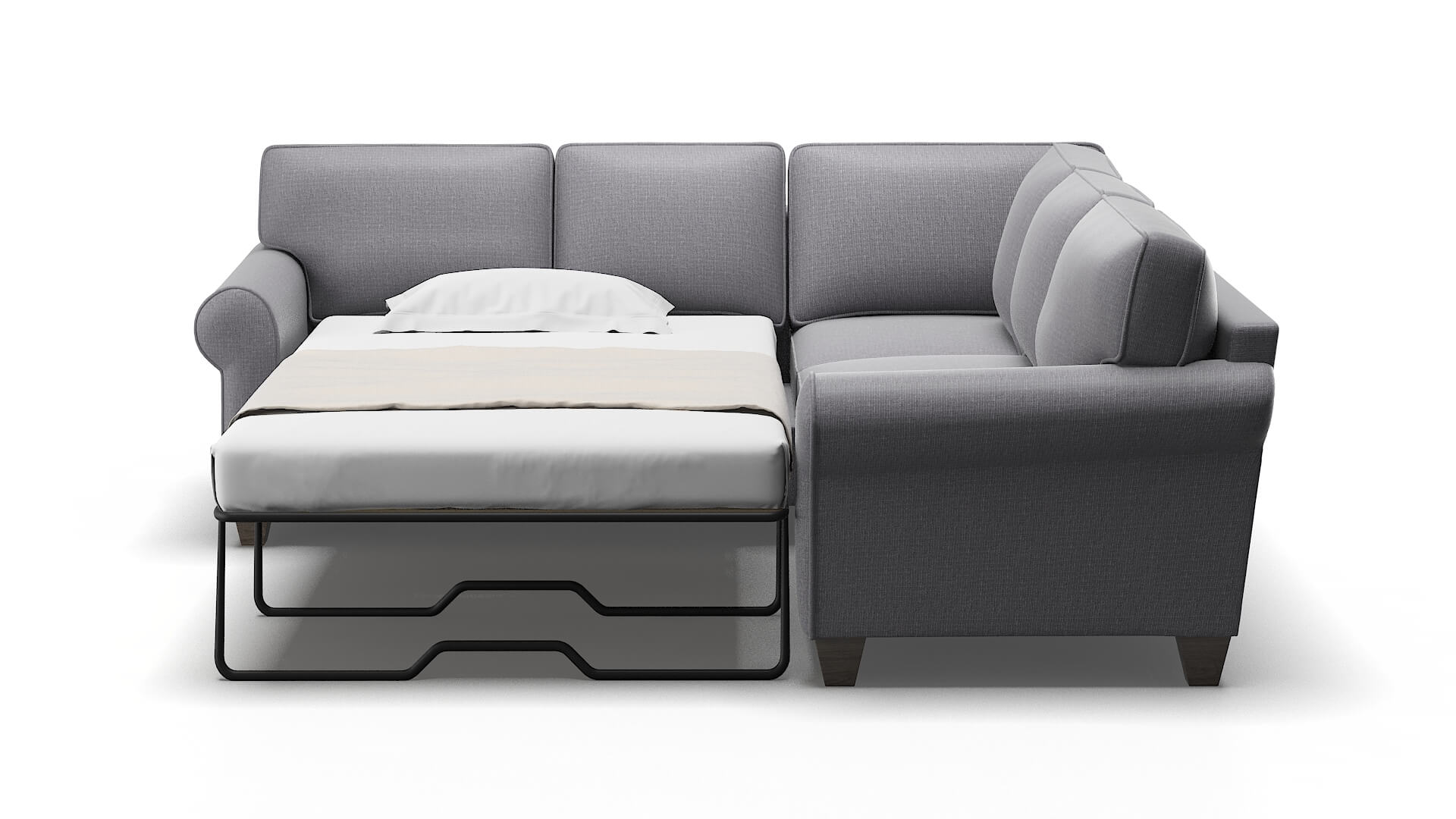 Augusta Insight Denim Sectional Sleeper Espresso legs 1
