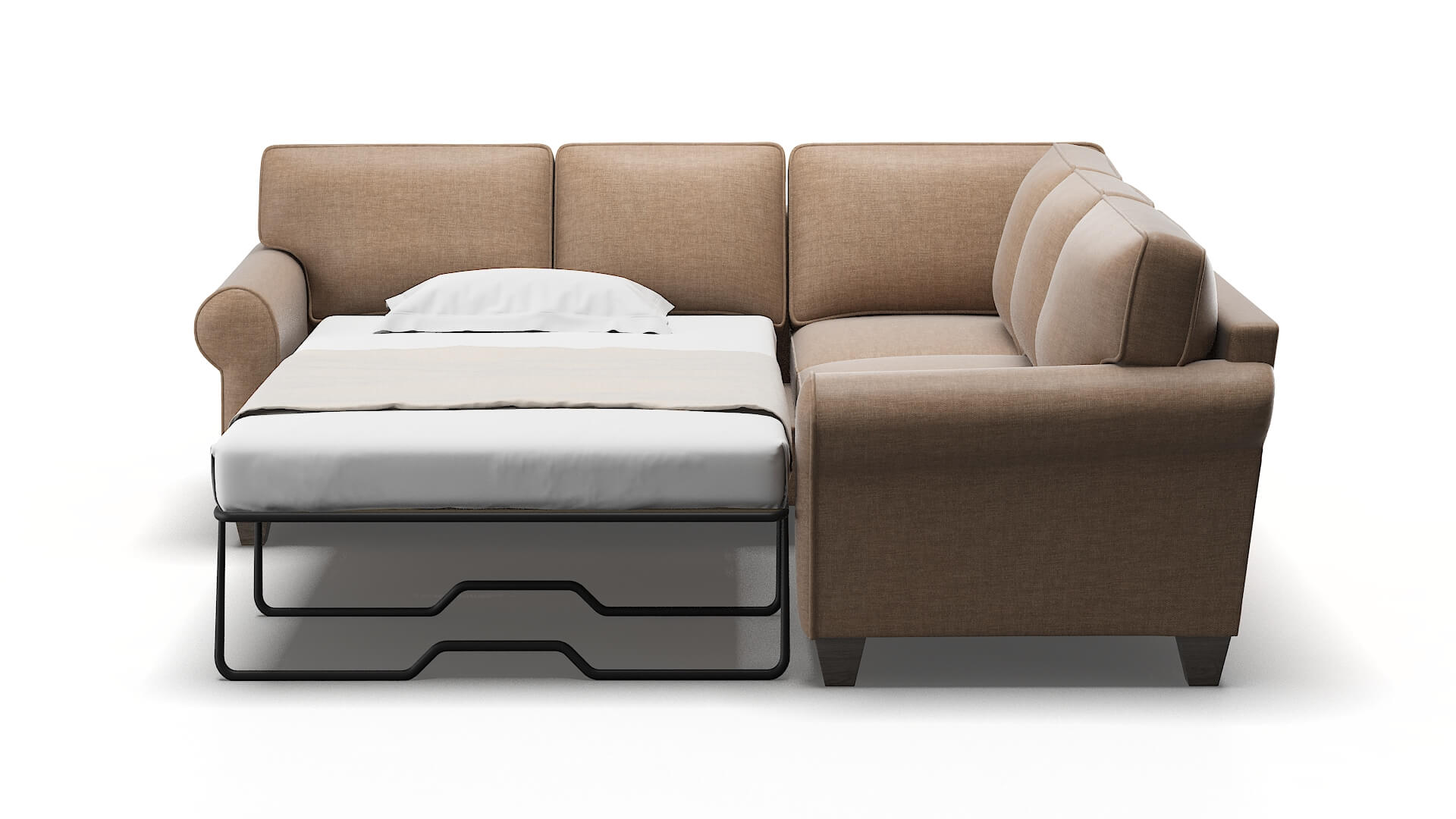 Augusta Keylargo Mink Sectional Sleeper Espresso legs 1