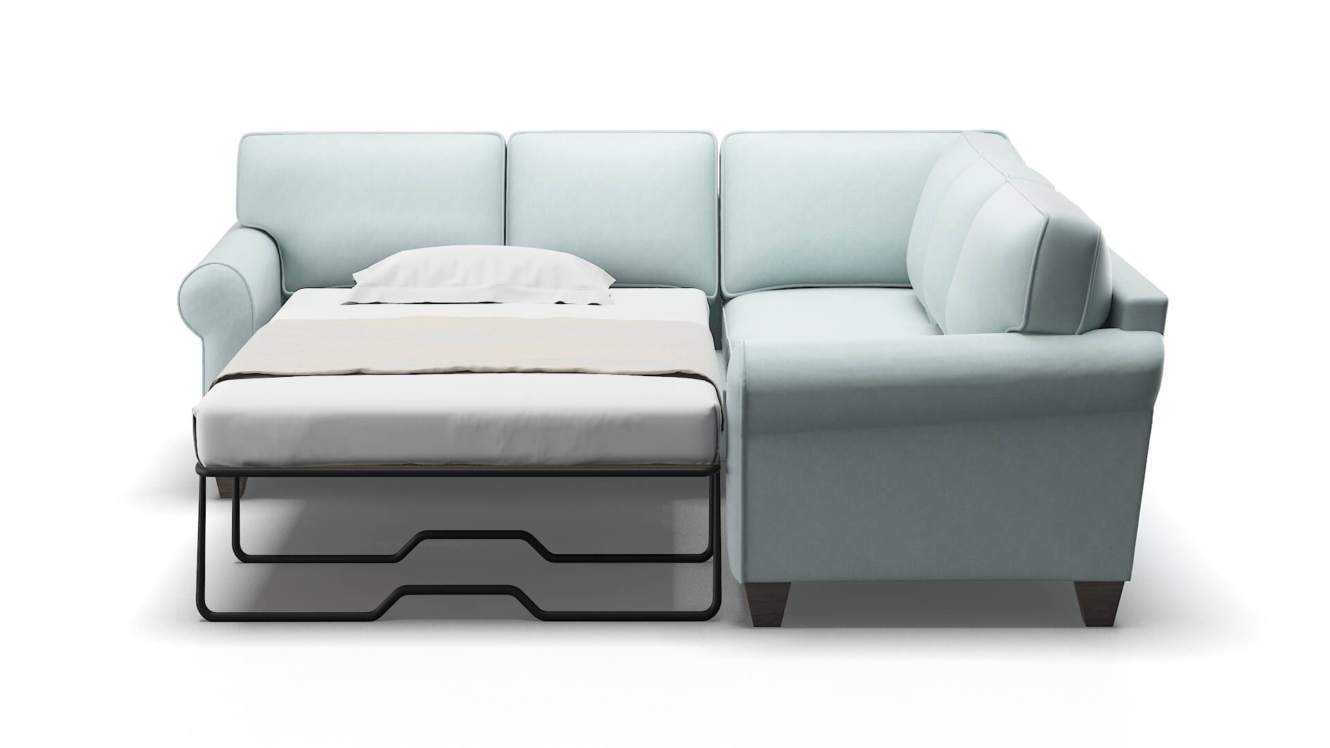 Augusta Leslie Robins_egg Sectional Sleeper Espresso legs 1
