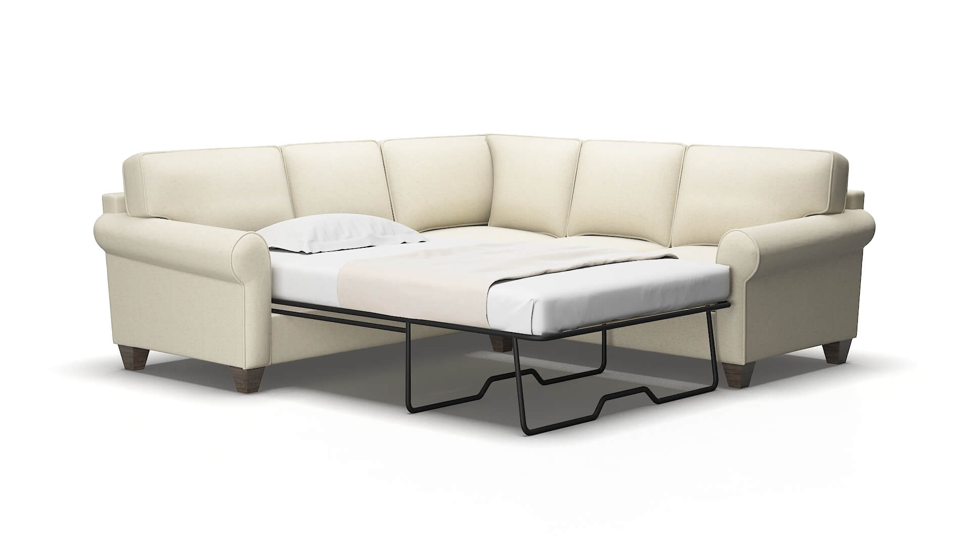 Augusta Phoenix ivory Sectional sleeper Espresso Legs  2