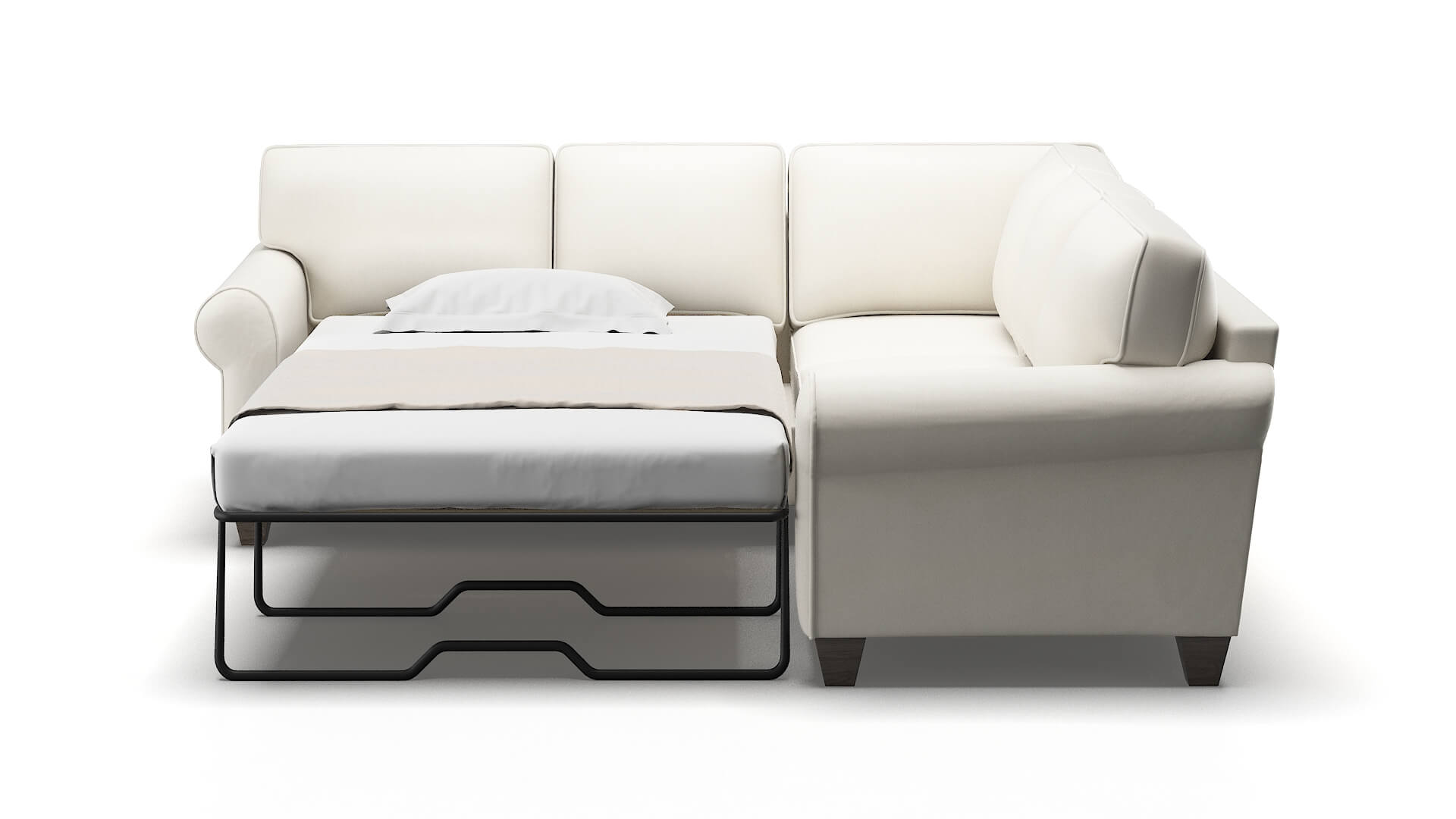 Augusta R_prize Cream Sectional Sleeper Espresso legs 1