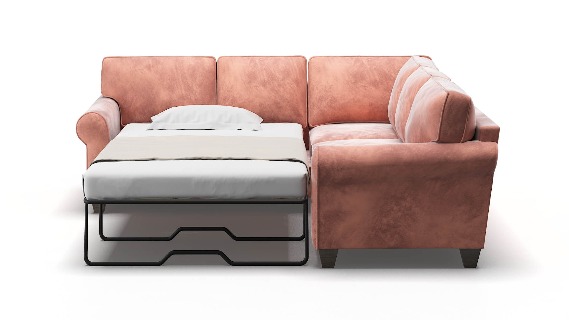 Augusta Royale Blush Sectional Sleeper Espresso legs 1