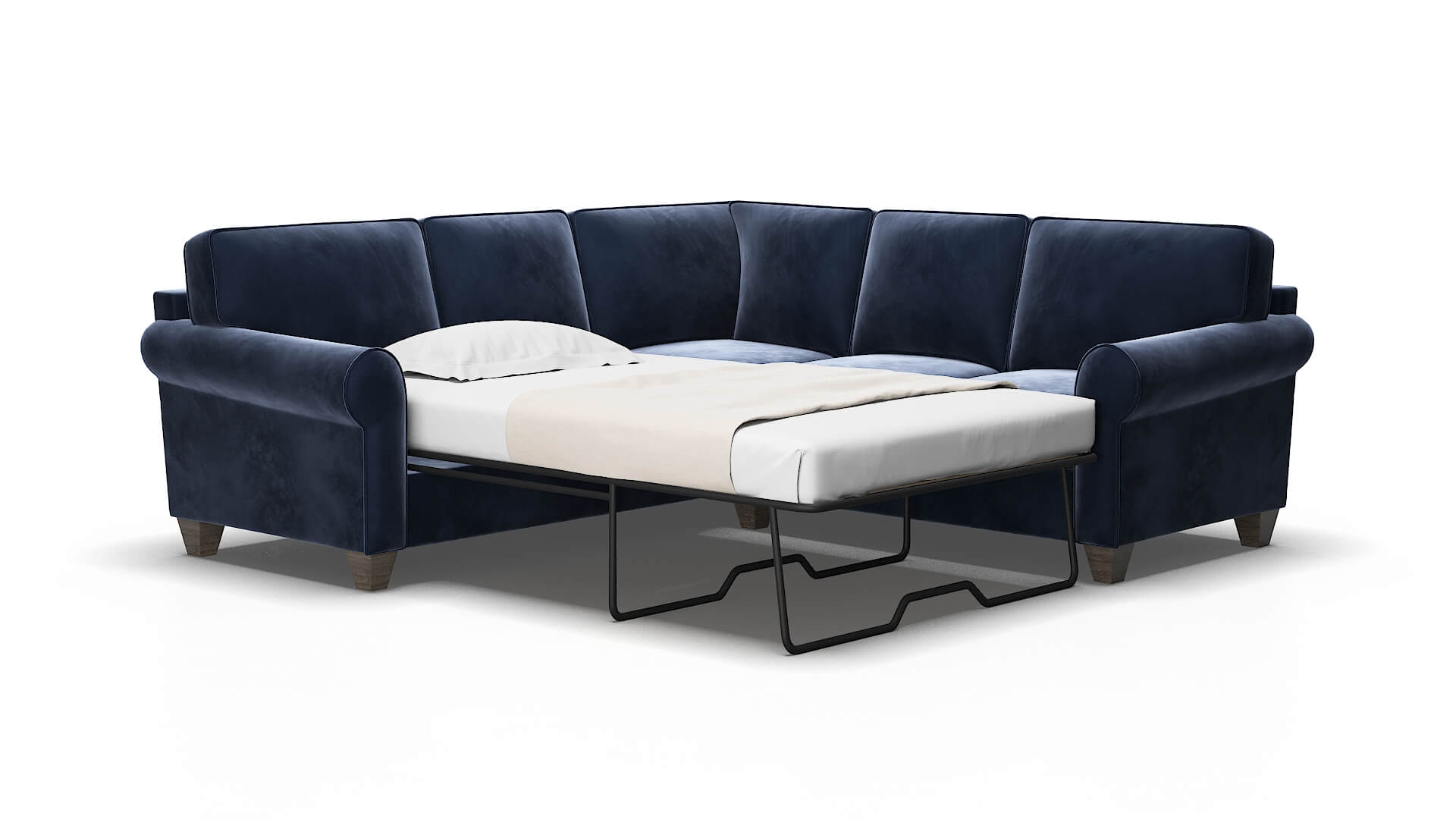 Augusta Royale cobalt Sectional sleeper Espresso Legs  2