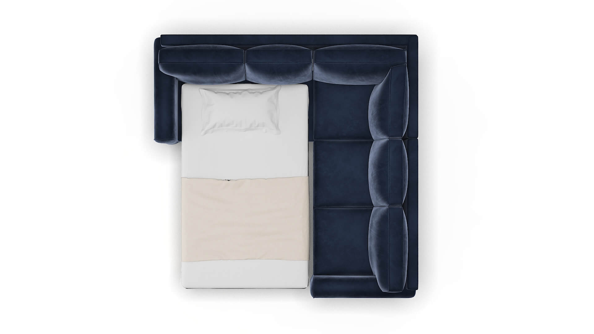 Augusta Royale Cobalt Sectional Sleeper Espresso legs 3