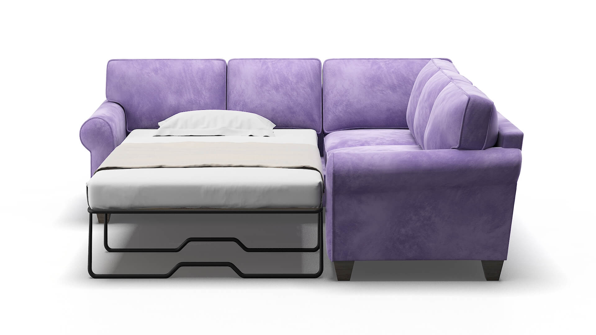 Augusta Royale Lavender Sectional Sleeper Espresso legs 1