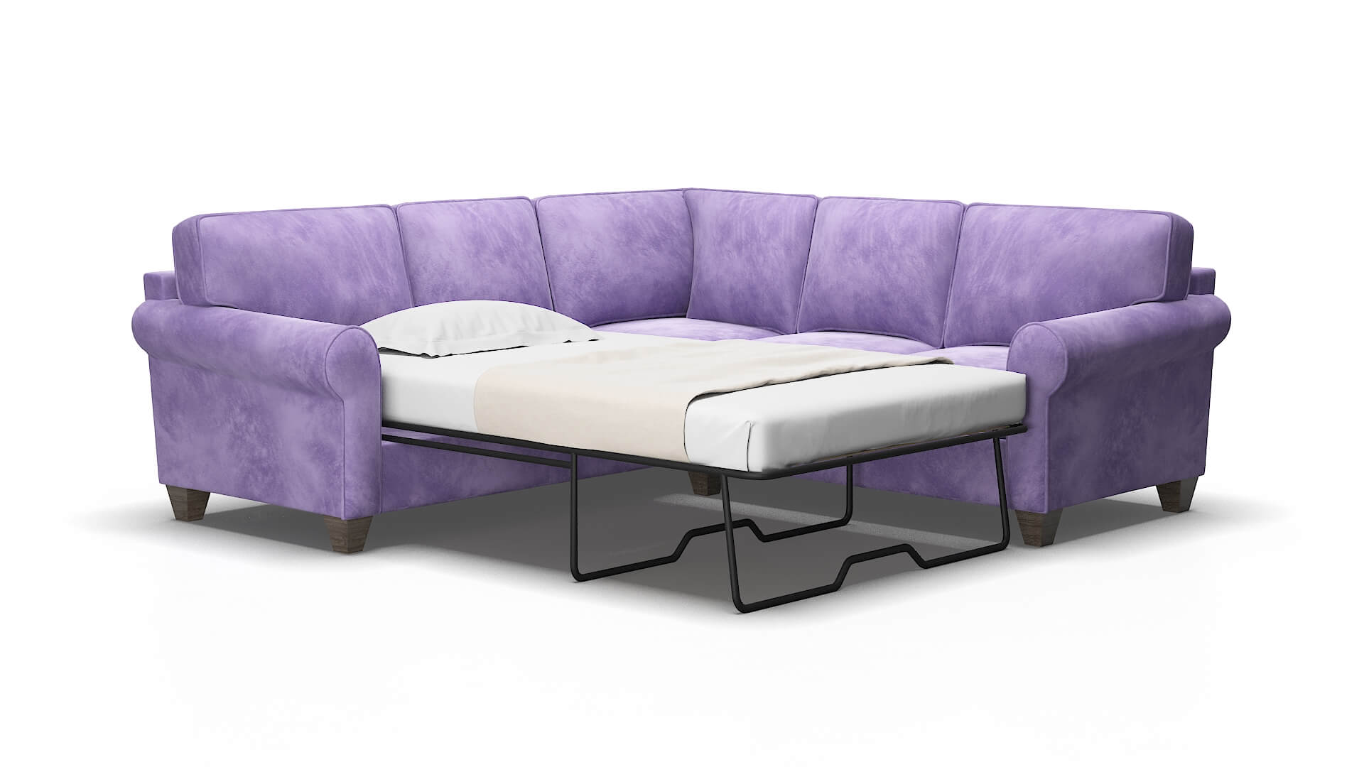 Augusta Royale lavender Sectional sleeper Espresso Legs  2