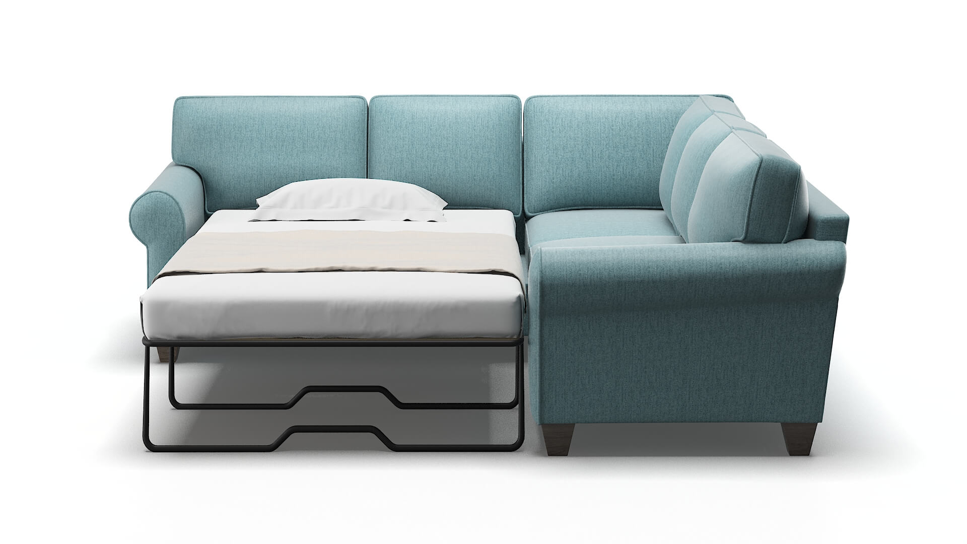 Augusta Sasha Teal Sectional Sleeper Espresso legs 1