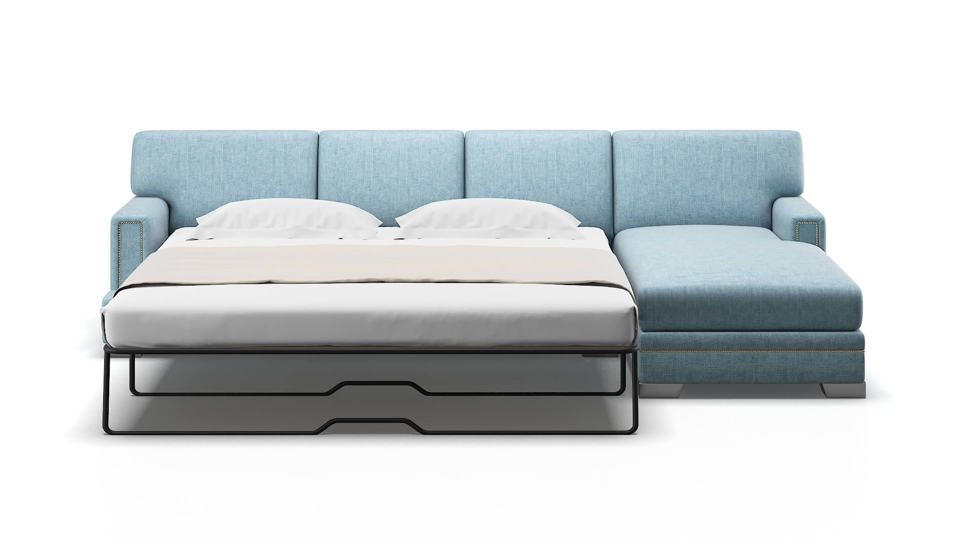 Barcelona Atlas Turquoise Panel Sleeper Espresso legs 1