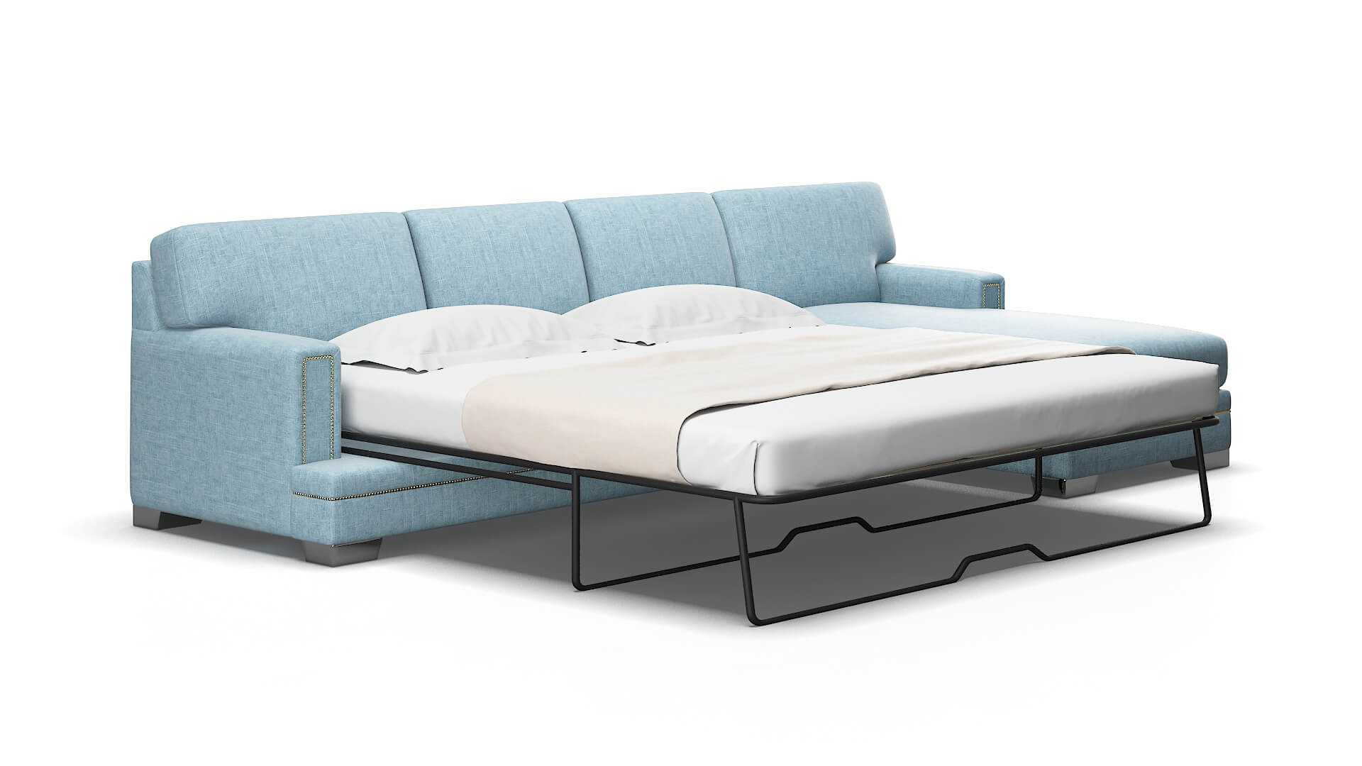 Barcelona Atlas Turquoise Panel Sleeper Espresso legs 2