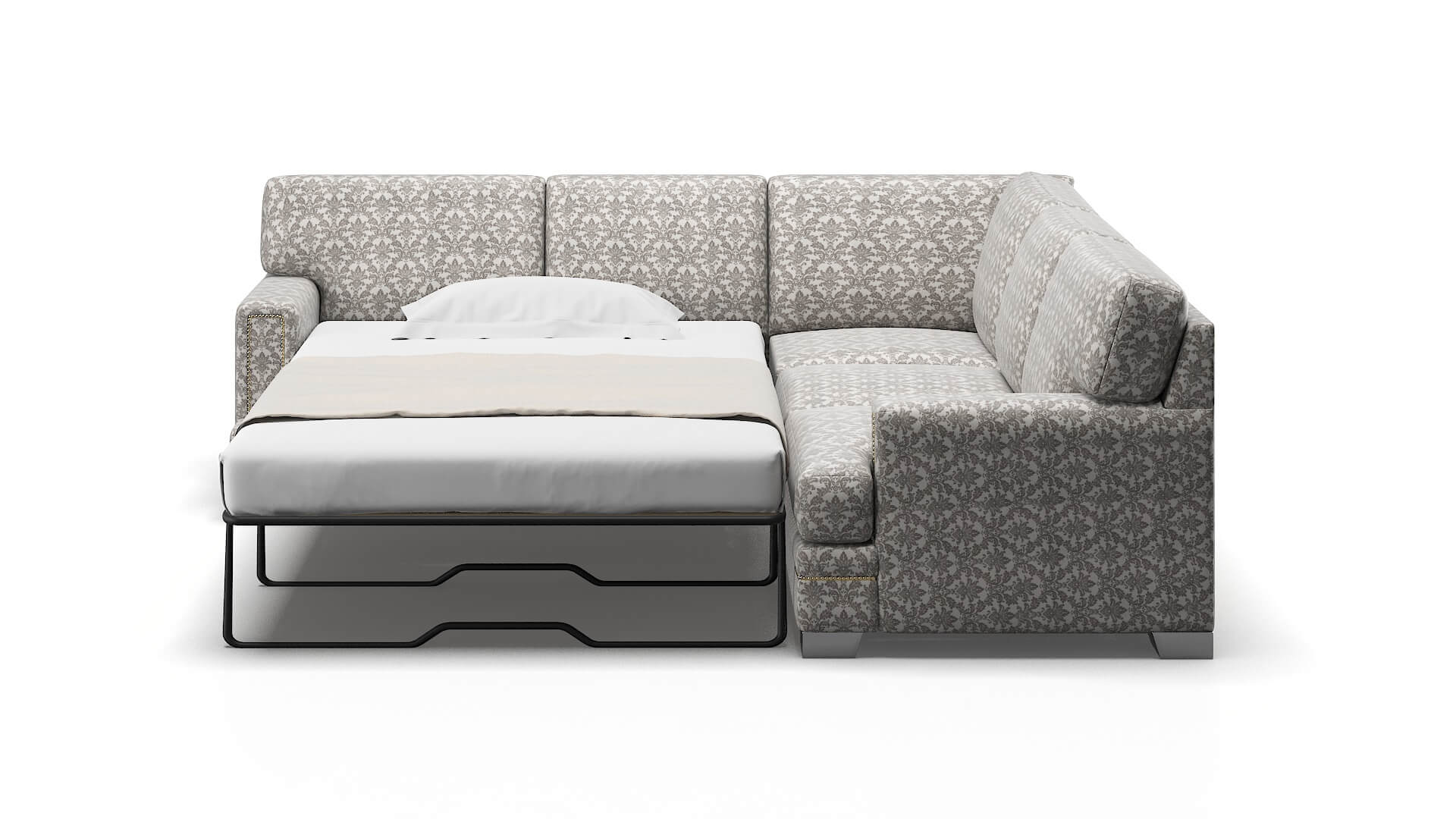 Barcelona Bergamo Dove Sectional Sleeper Espresso legs 1