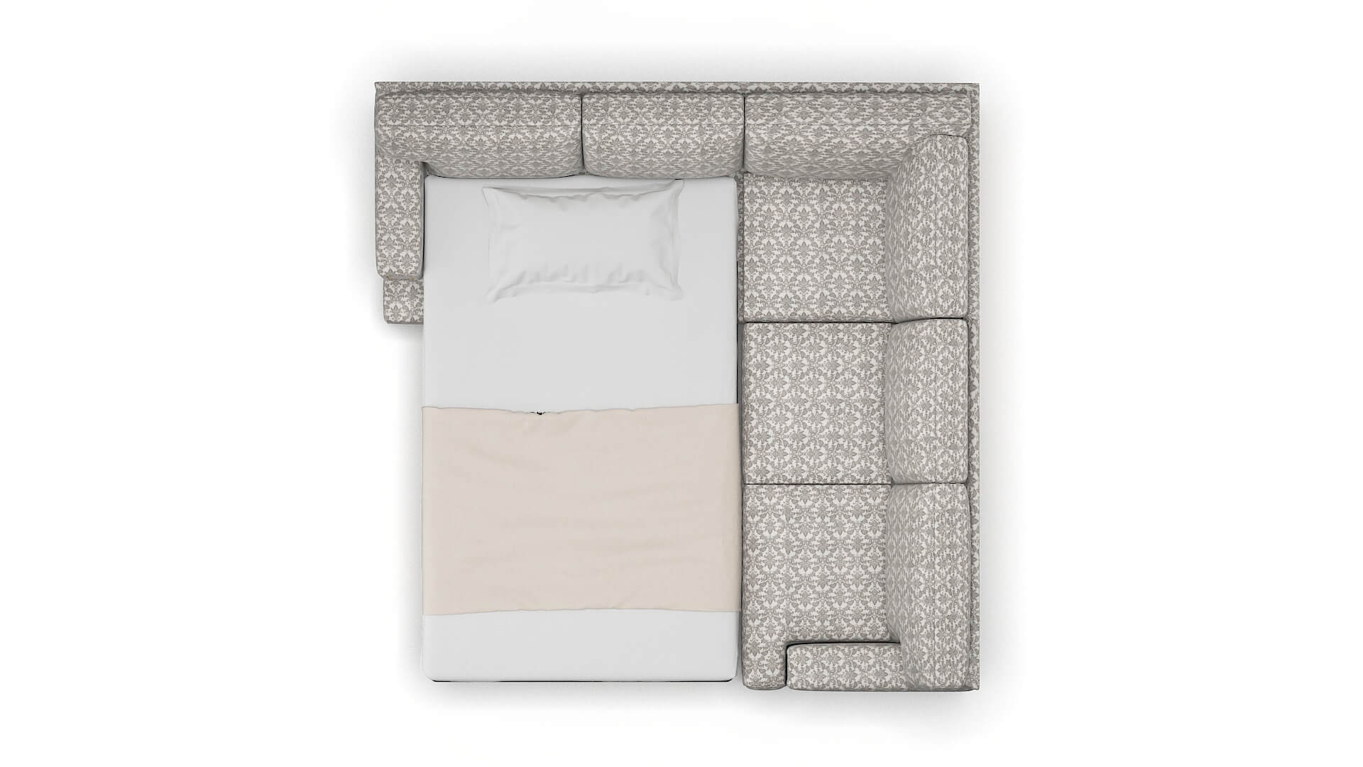 Barcelona Bergamo Dove Sectional Sleeper Espresso legs 3