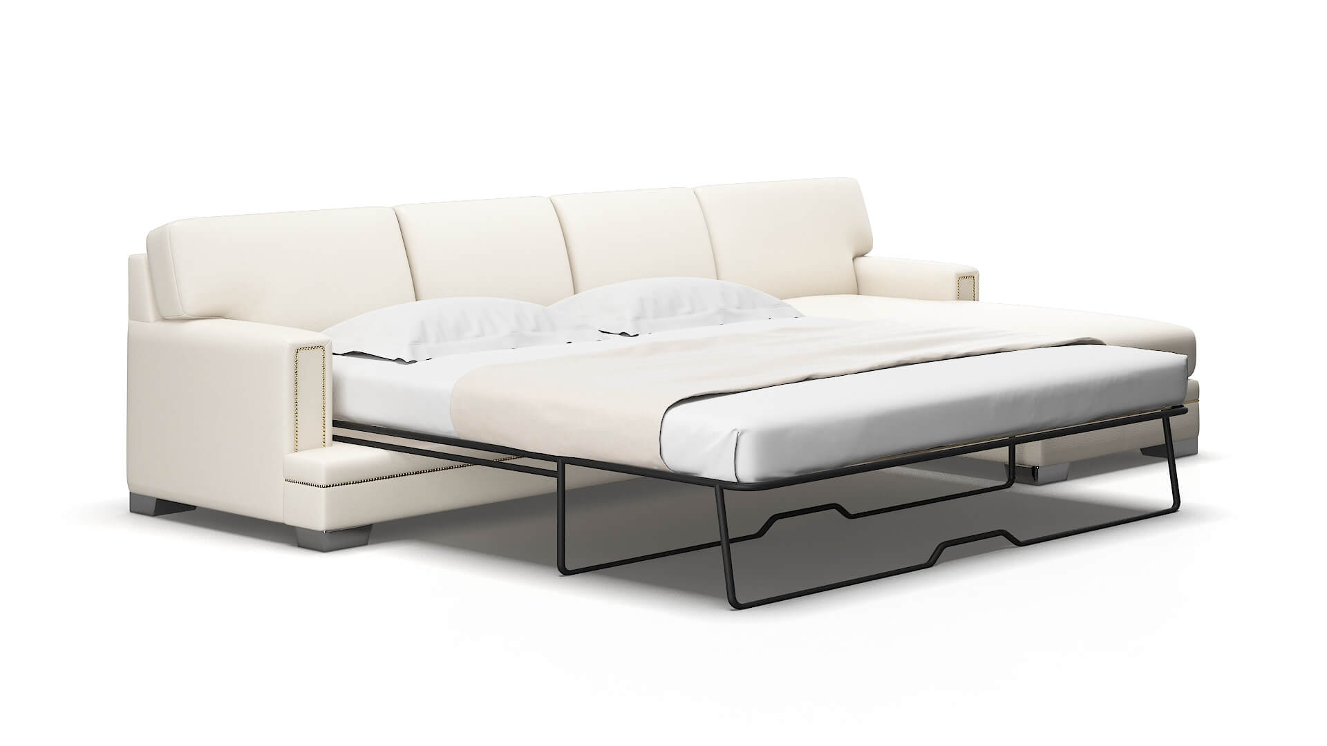 Barcelona Blanche Milky Panel Sleeper Espresso legs 2