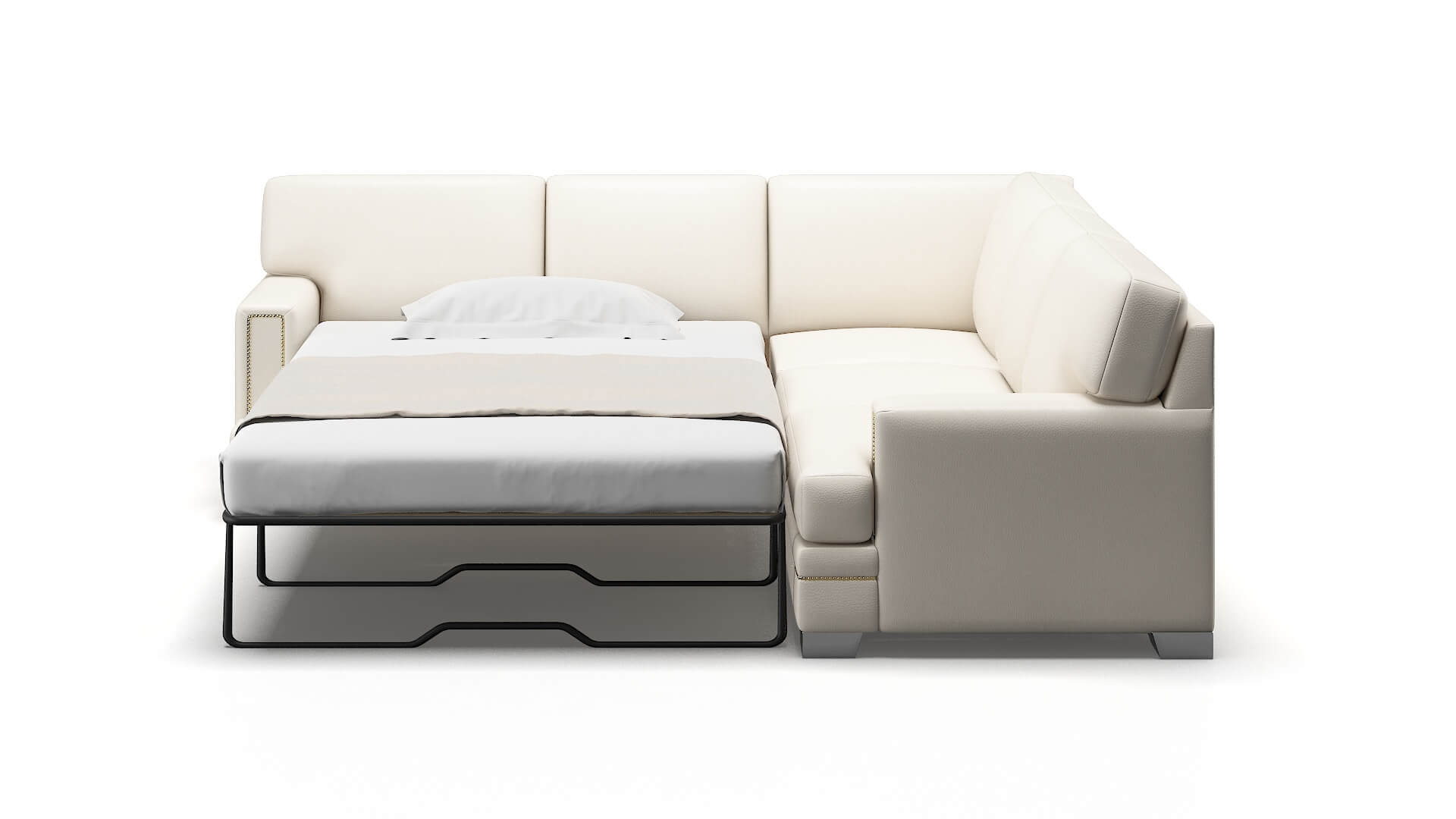 Barcelona Blanche Milky Sectional Sleeper Espresso legs 1