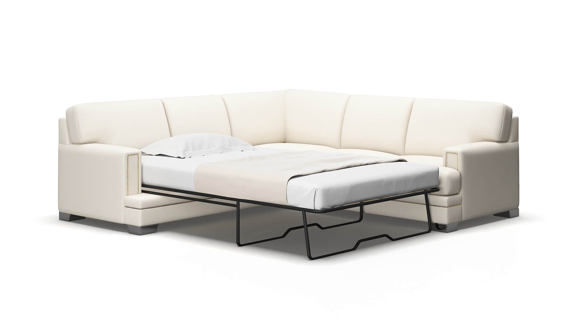 Barcelona Blanche Milky Sectional Sleeper Espresso legs 2