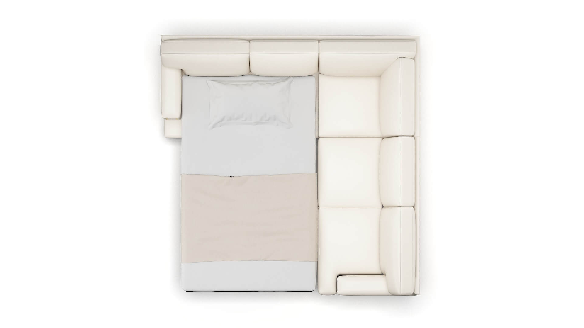 Barcelona Blanche Milky Sectional Sleeper Espresso legs 3